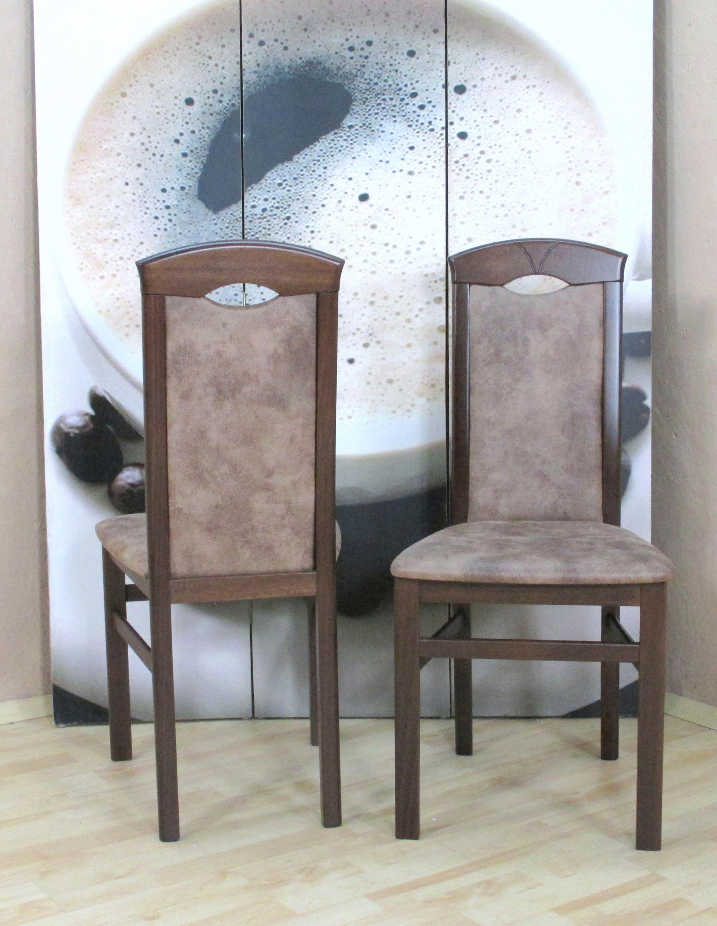 HOME AFFAIRE 4-Fußstuhl (Set) 2 Stk. nussbaumfarben dunkel/camel