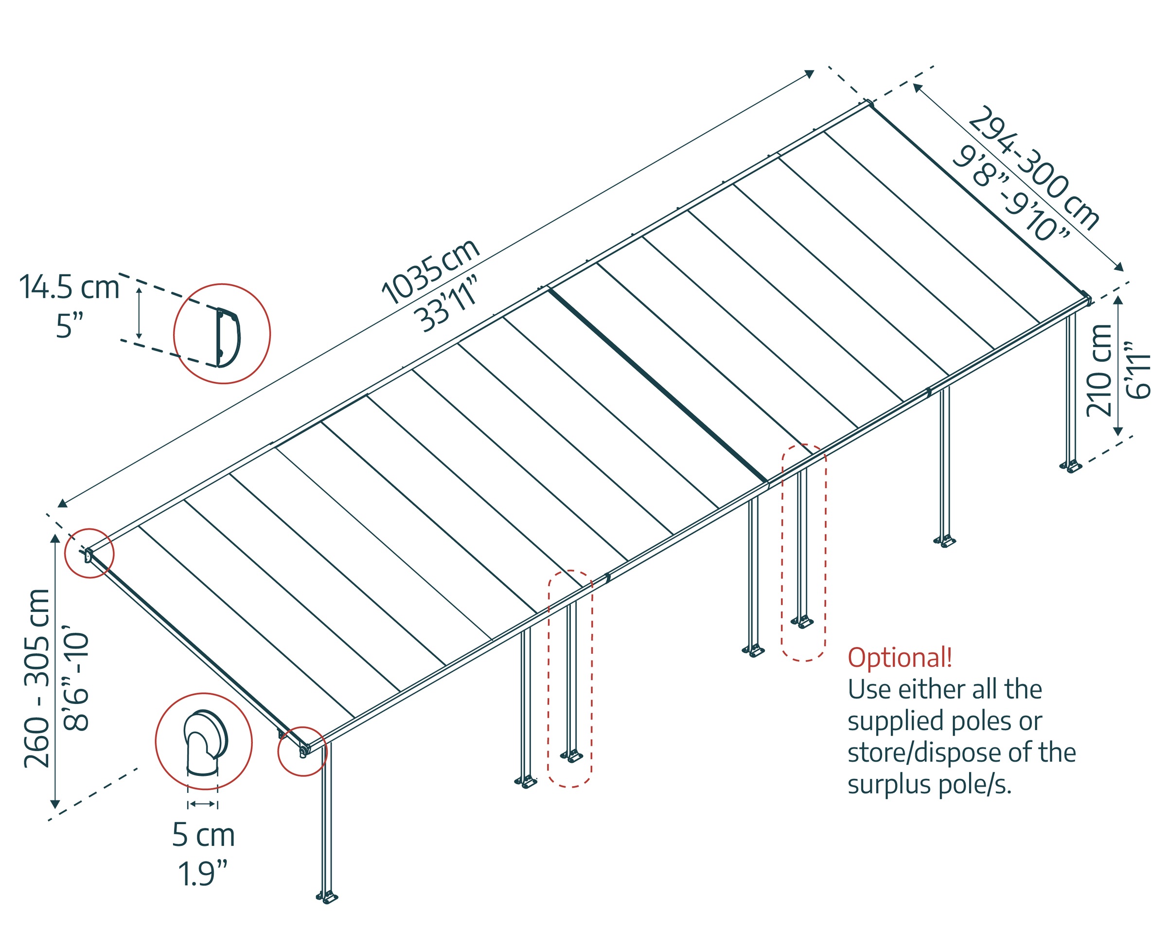 Palram - Canopia Terrassendach »Sierra Alu Terrassenüberdachung«, einfache DIY Montage
