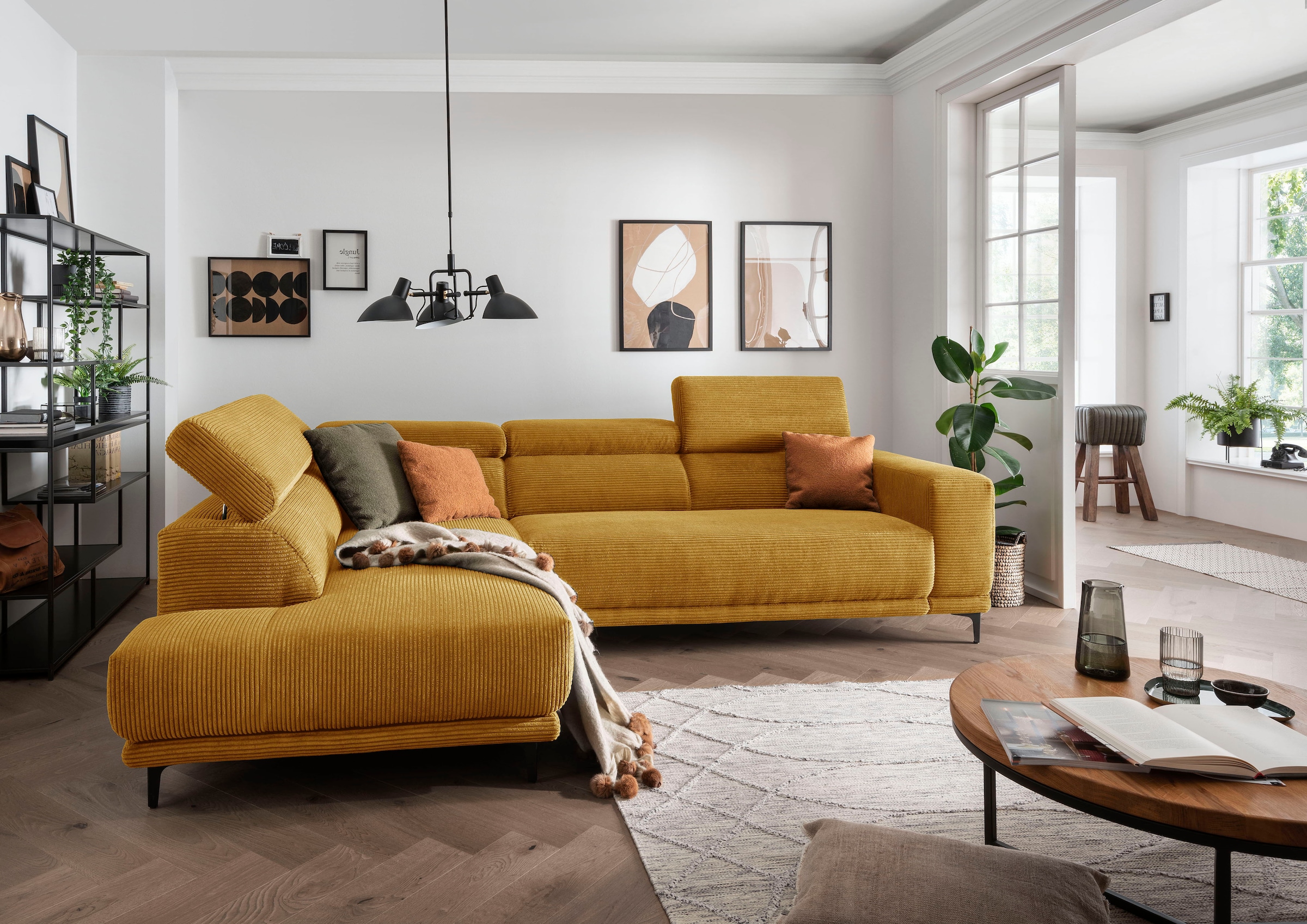 alina Ecksofa »Hikari«, wahlweise mit Sitzvorzug, in modernem Cordstoff, Breite 302 cm
