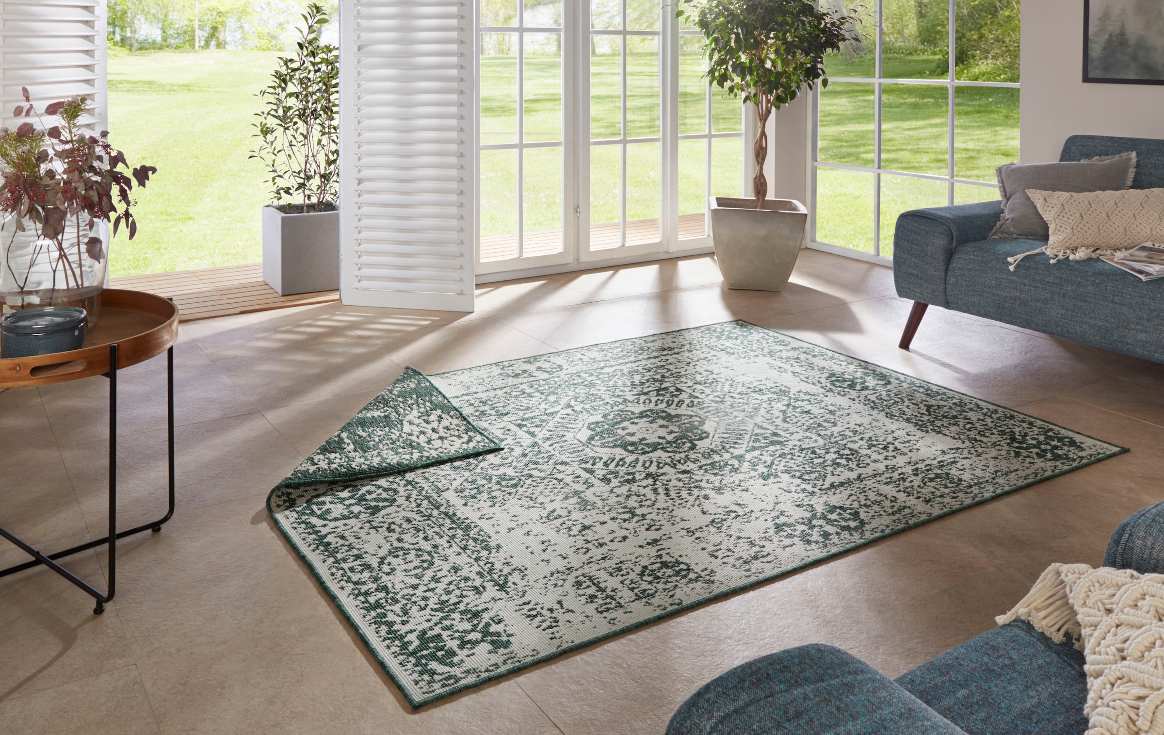 NORTHRUGS Teppich »Danao«, rechteckig, 5 mm Höhe, In-und Outdoor geeignet, Robust, Pflegeleicht, Flachgewebe, Wendbar