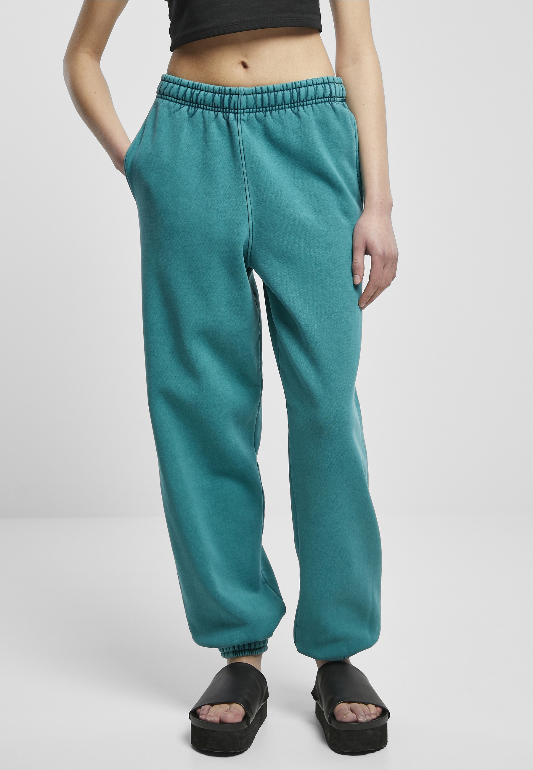 URBAN CLASSICS Jogginghose »Urban Classics Damen Ladies High Waist Stone Washed Sweat Pants«