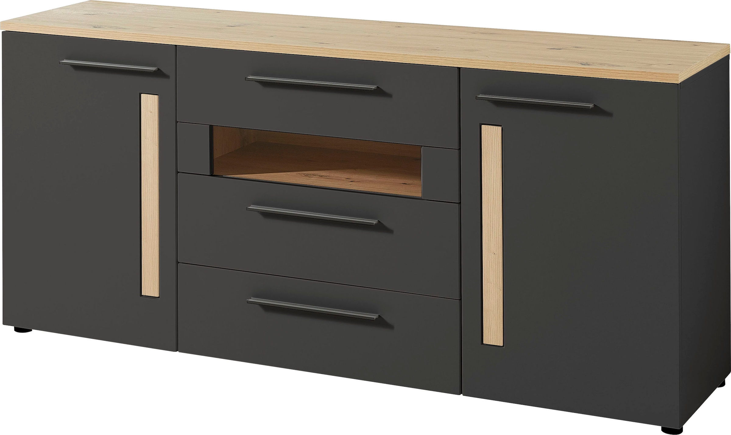 Innostyle Sideboard »Loft Two«, Breite 180 cm, 2 Holztüren, 3 Schubkästen, 1 offenes Fach