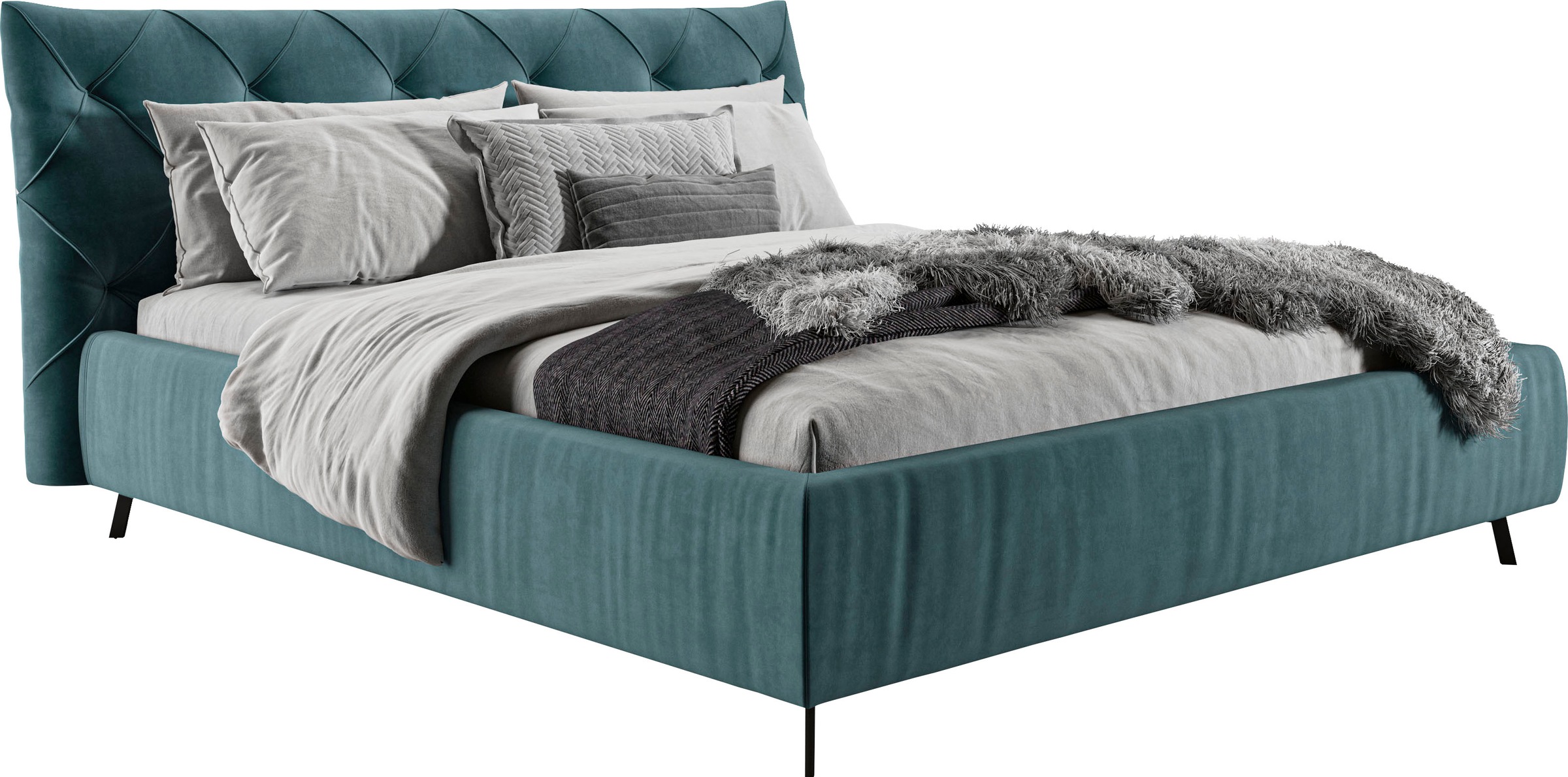 Leonique Polsterbett »Elloree, in 4 Breiten bis 200cm, auch in Leder« Kopft günstig online kaufen