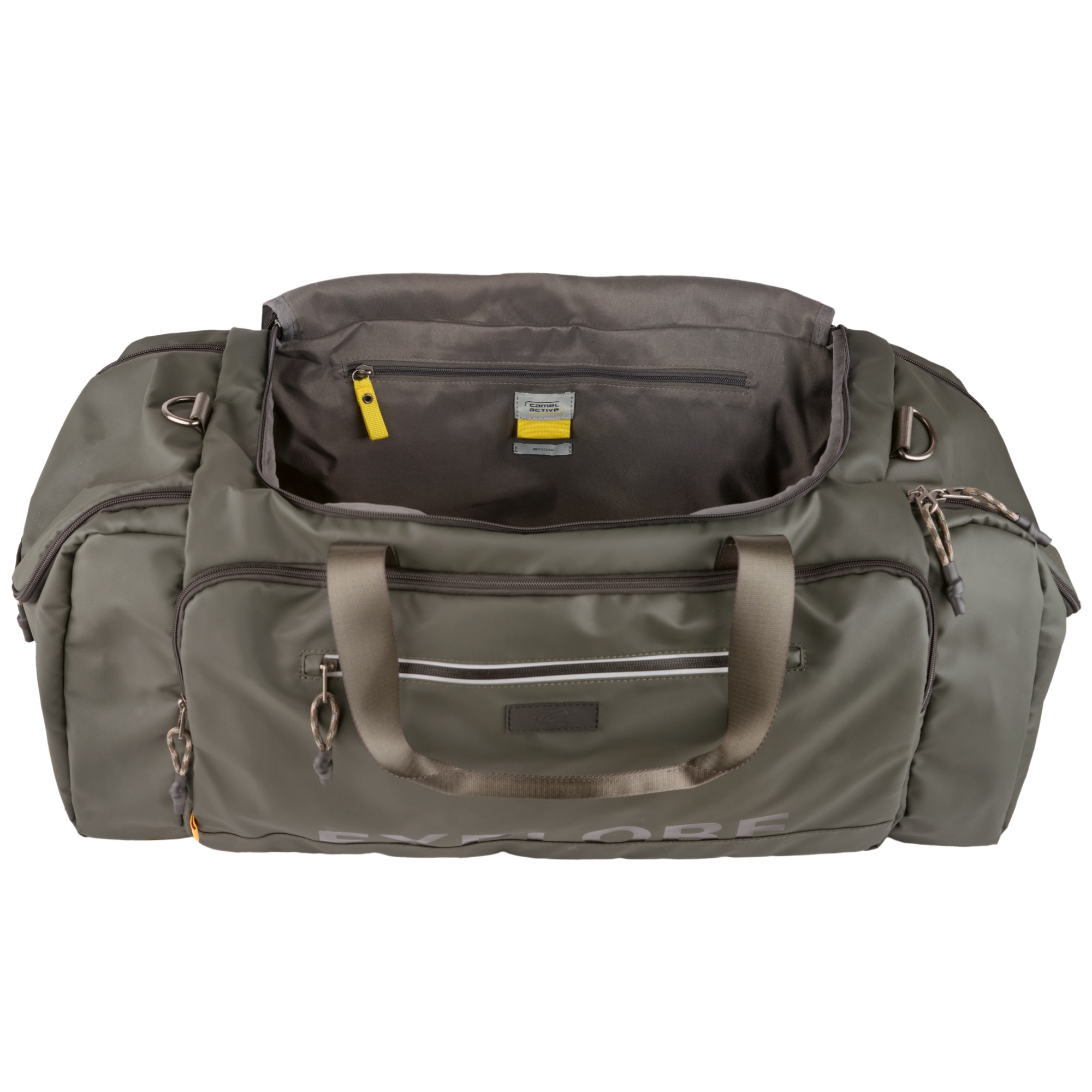 camel active Reisetasche »Explore«, wasserabweisendes recyceltes Nylon und reflektierende Reißverschlüsse