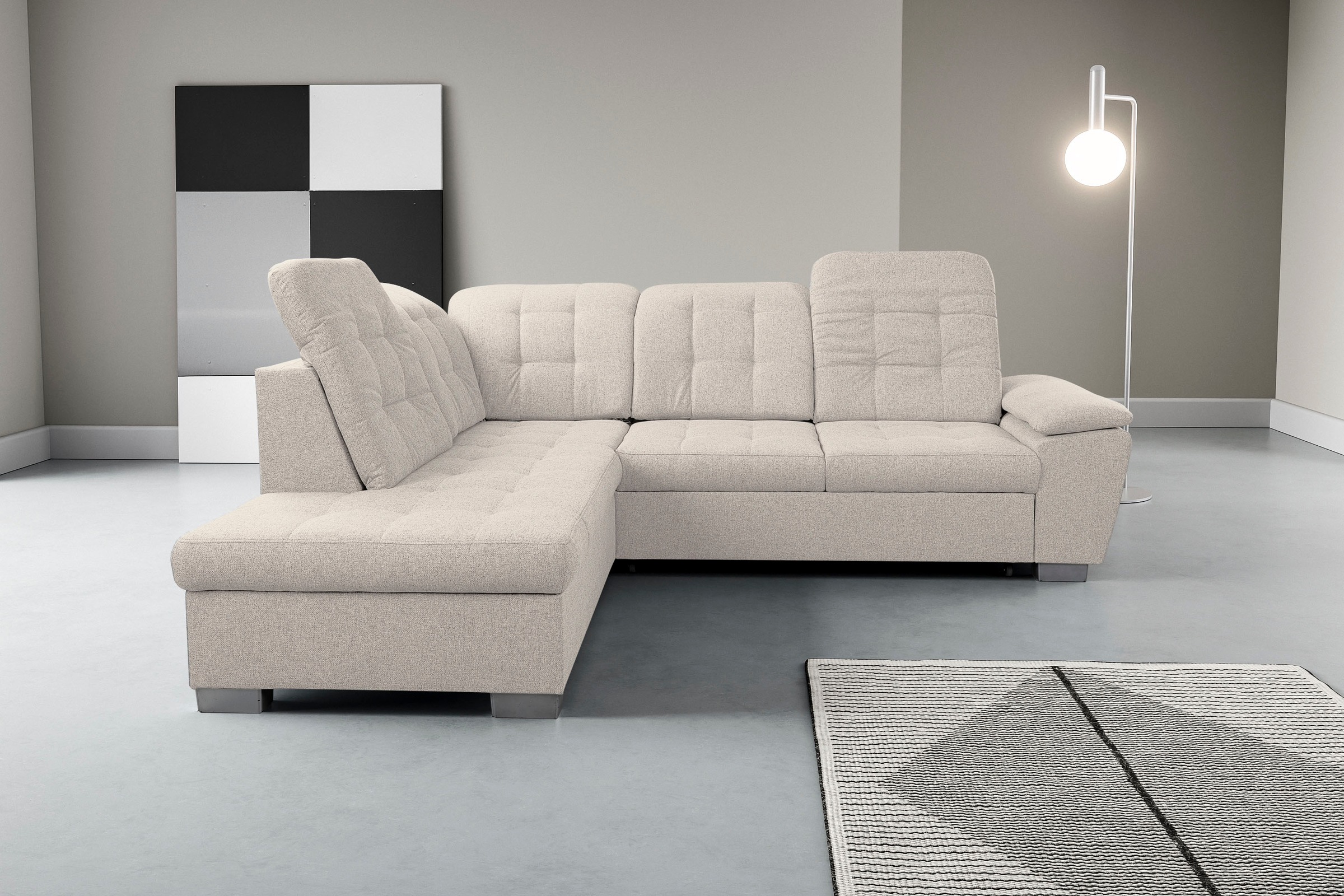 WERK2 Ecksofa »Bonny inkl. Kopfteilverstellung, Bettfunktion, Stauraum, L-F günstig online kaufen