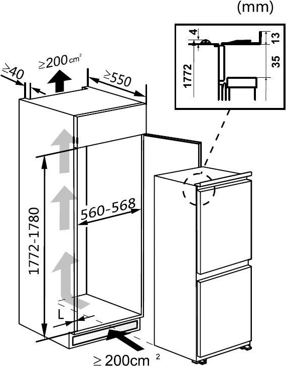 GORENJE Einbaukühlgefrierkombination, NRKI4182P1, 177,2 cm hoch, 54 cm ...