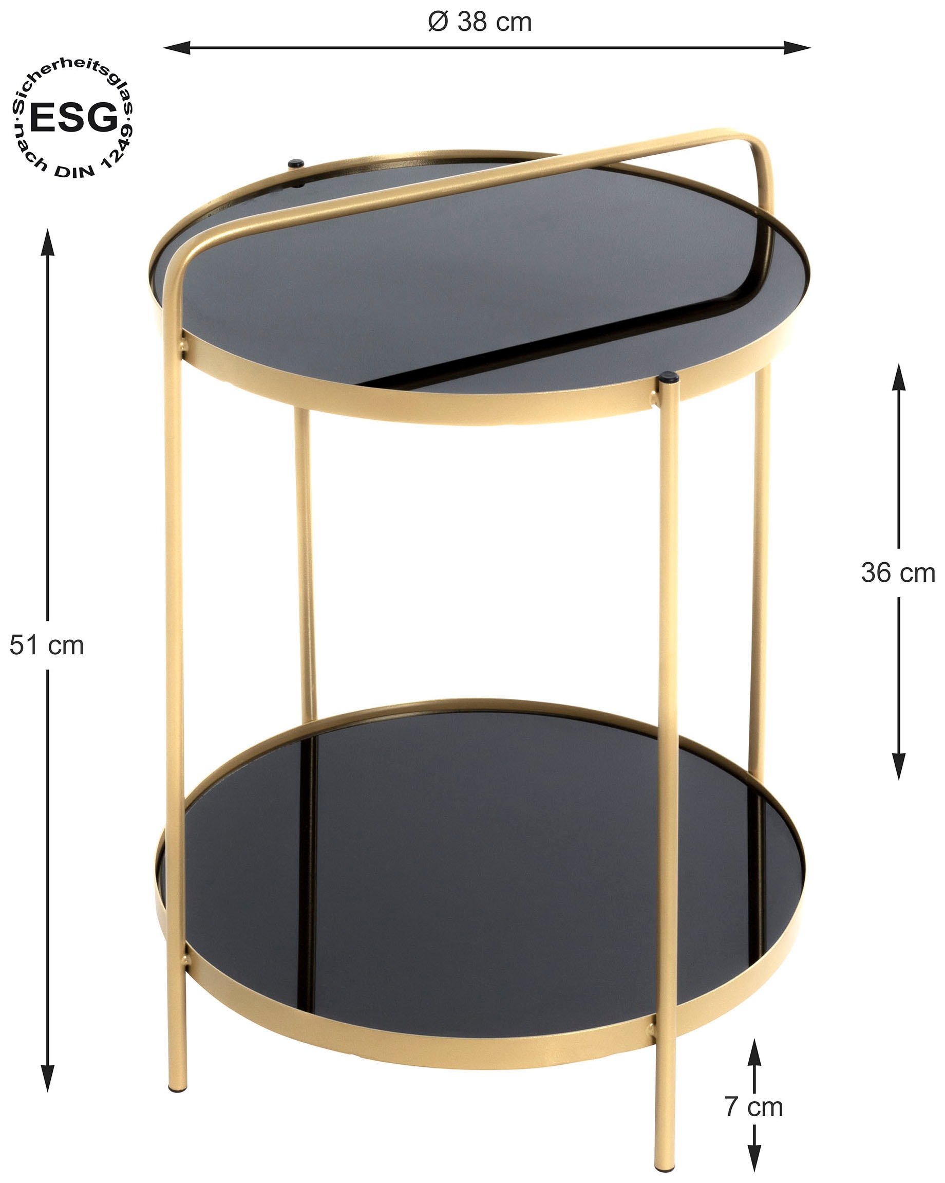 HAKU Beistelltisch »Sofatisch, Wohnzimmertisch« 1 Stk. tlg. rund - aus Metall Gold - Ø/H 38/51 cm