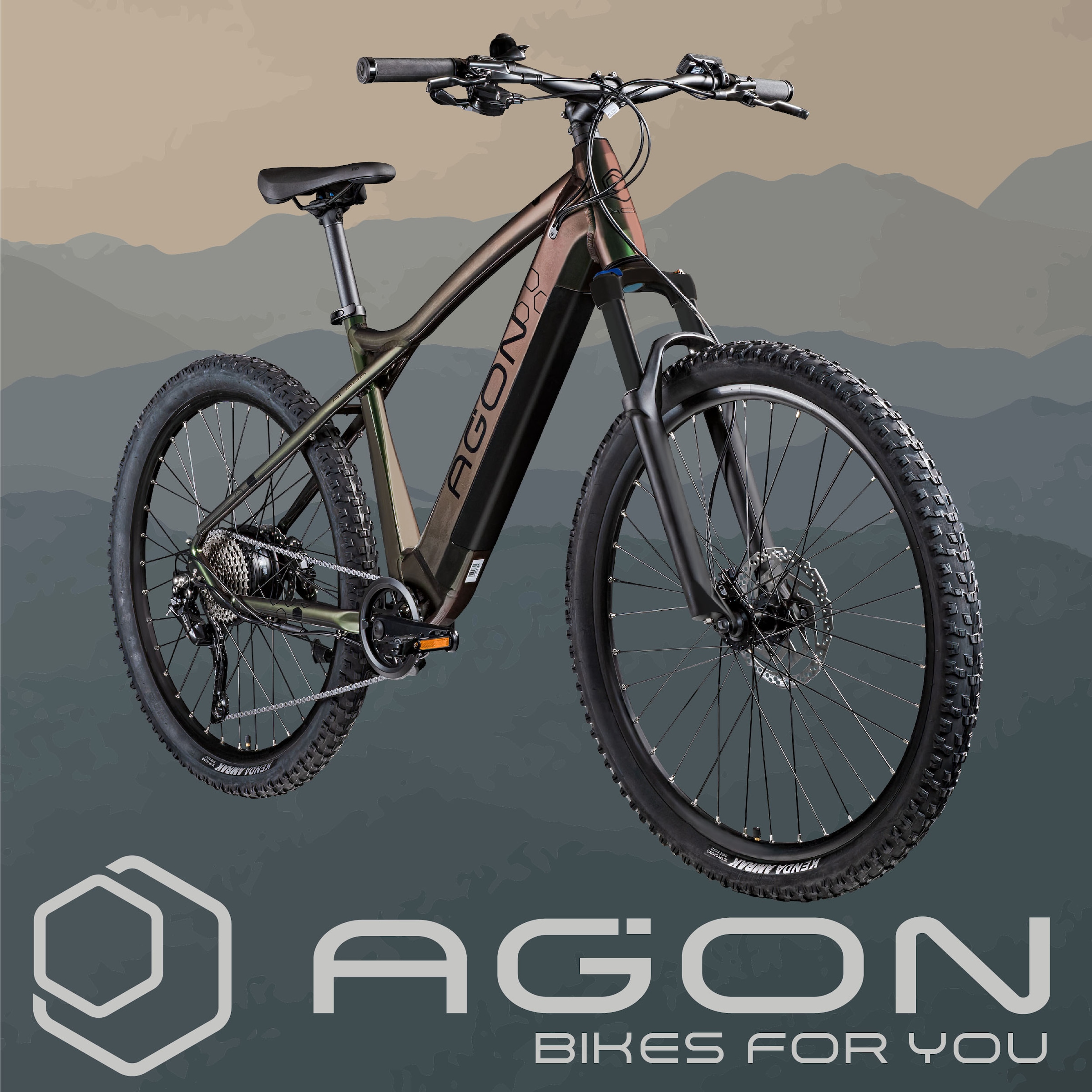 AGON E-Bike »Alpha«, 10 Gang, Deore SGS T6000, Heckmotor 250 W, Pedelec, Elektrofahrrad für Damen u. Herren, MTB