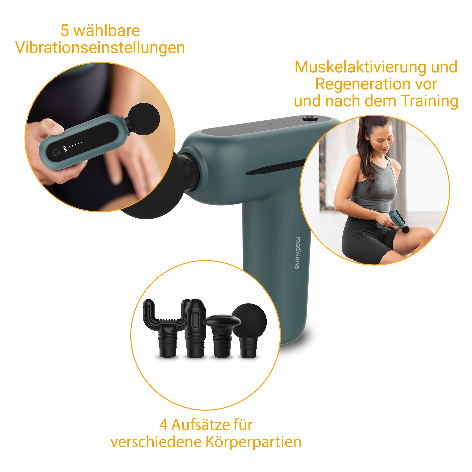 Medisana Massagepistole »MG 200« 4 Aufsätze, ergonomische Massagepistole mit selbstjustierendem Modus