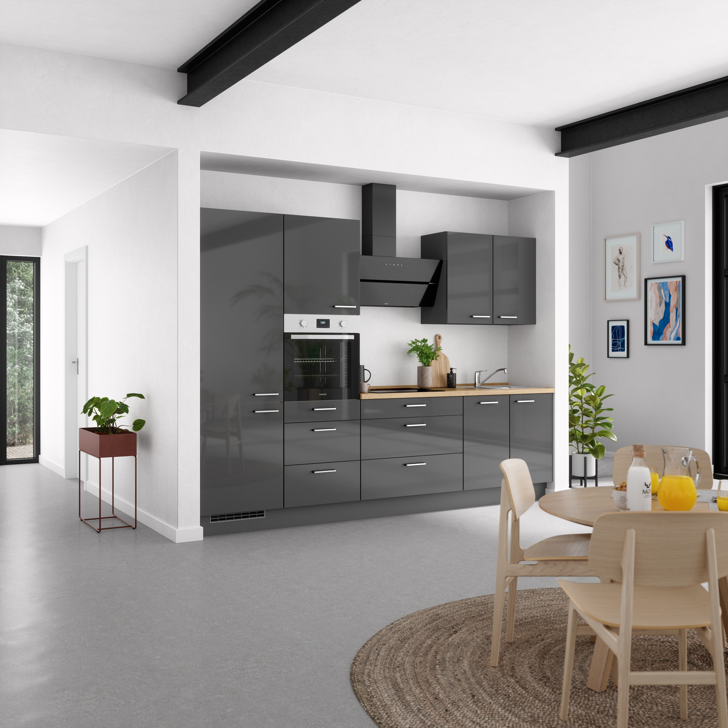 nobilia® Küchenzeile »"Flash II"«, vormontiert, Ausrichtung wählbar, Breite 300 cm, wahlw. mit E-Geräten