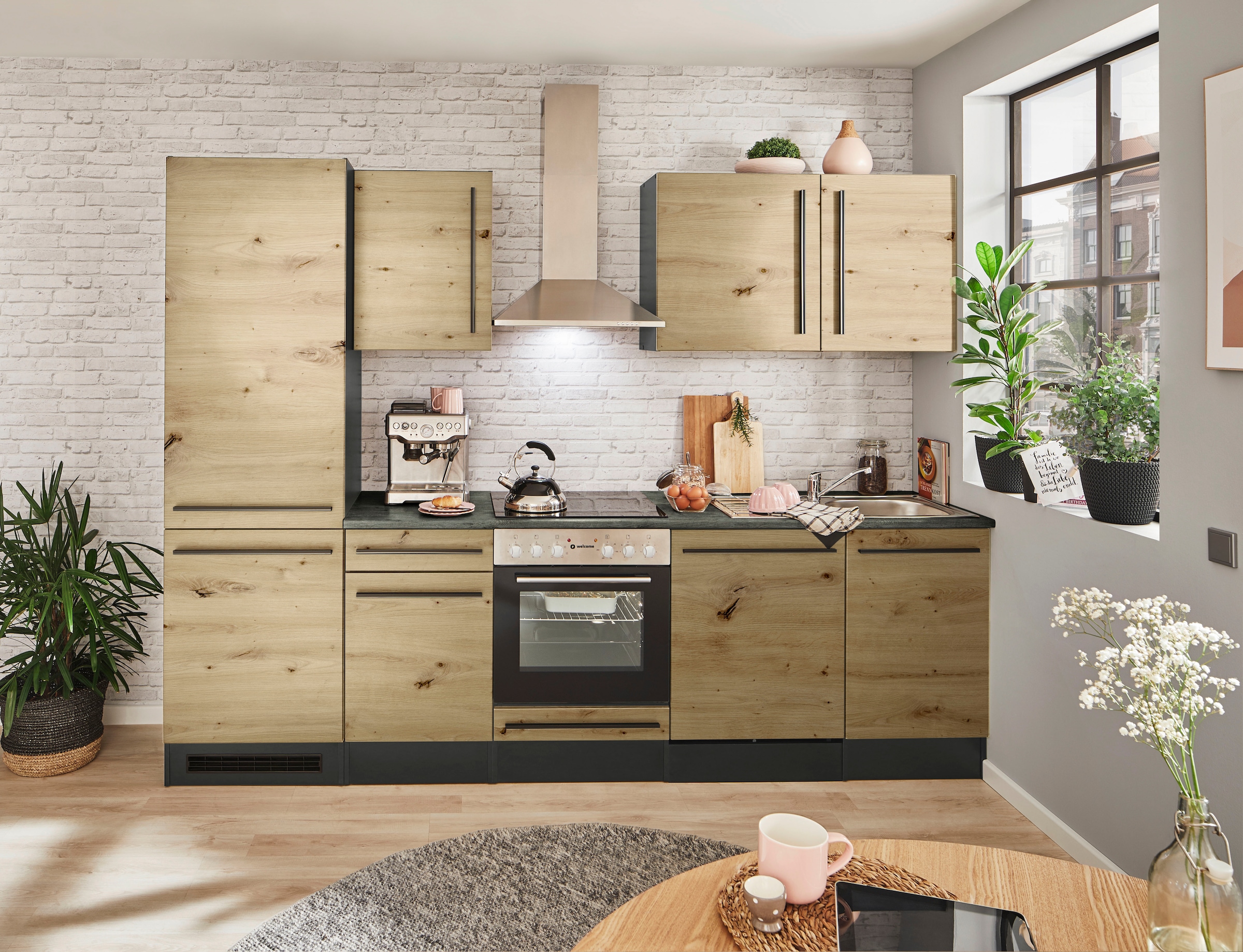 BASIC by Balculina Küchenzeile »Jazz«, Breite 280 cm, wahlweise mit E-Geräten