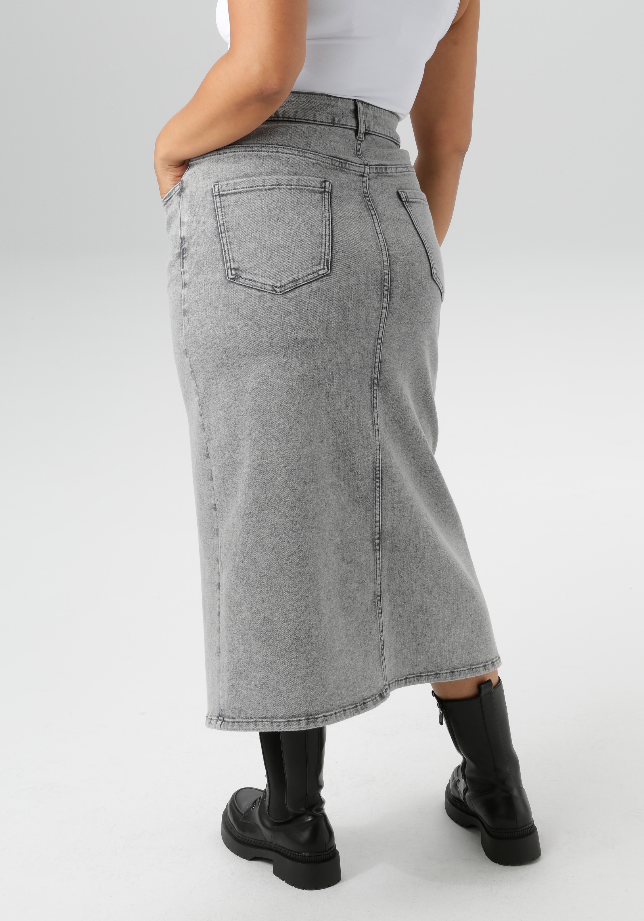 Aniston PLUS Jeansrock, mit Schlitz vorne - NEUE KOLLEKTION