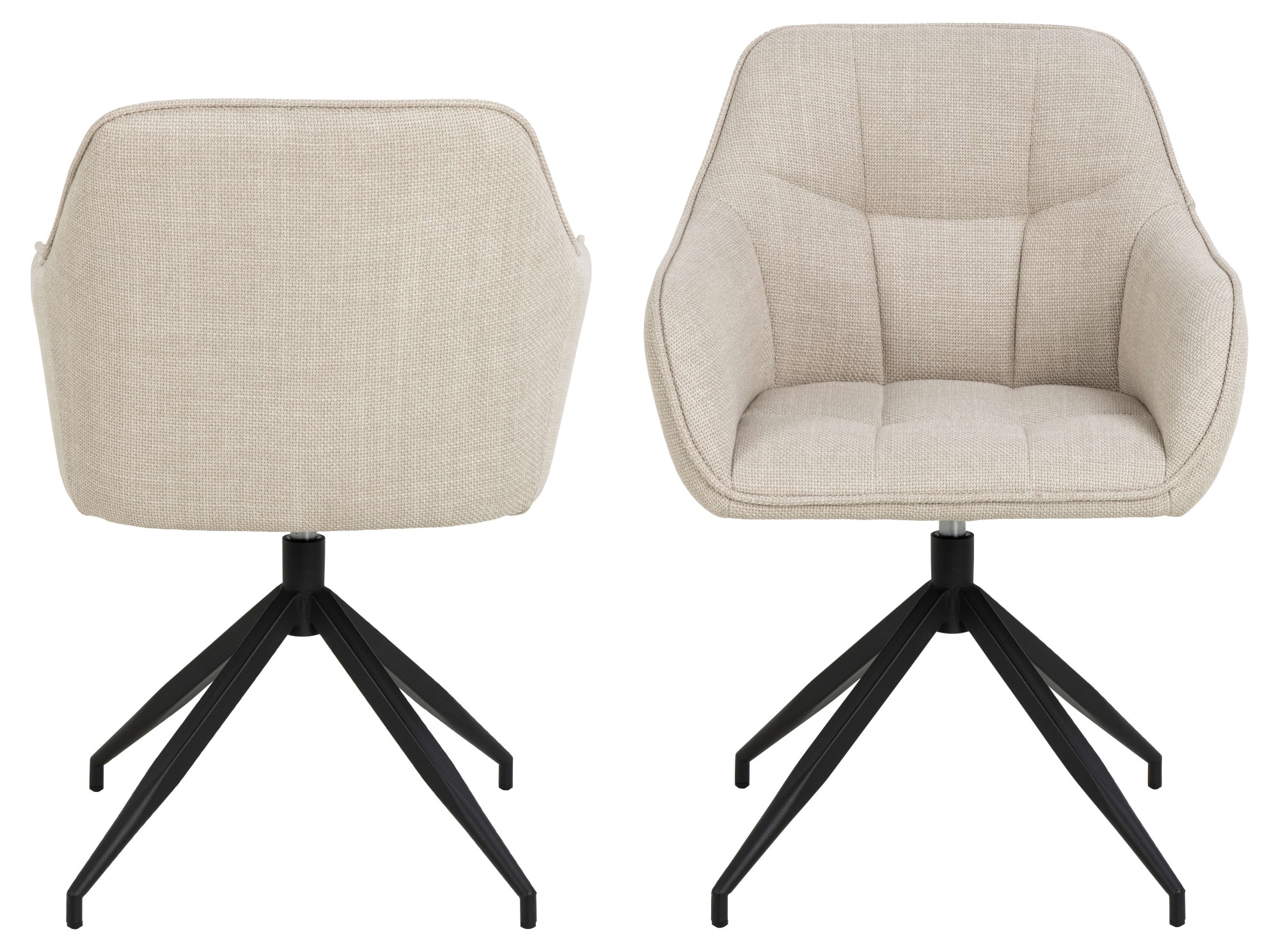 ACTONA GROUP Armlehnstuhl »Brenda Esszimmerstuhl, Polsterstuhl,« () Drehfunktion, Armlehne, Stoff, Quadratnähten, schwarzen Metallbeinen