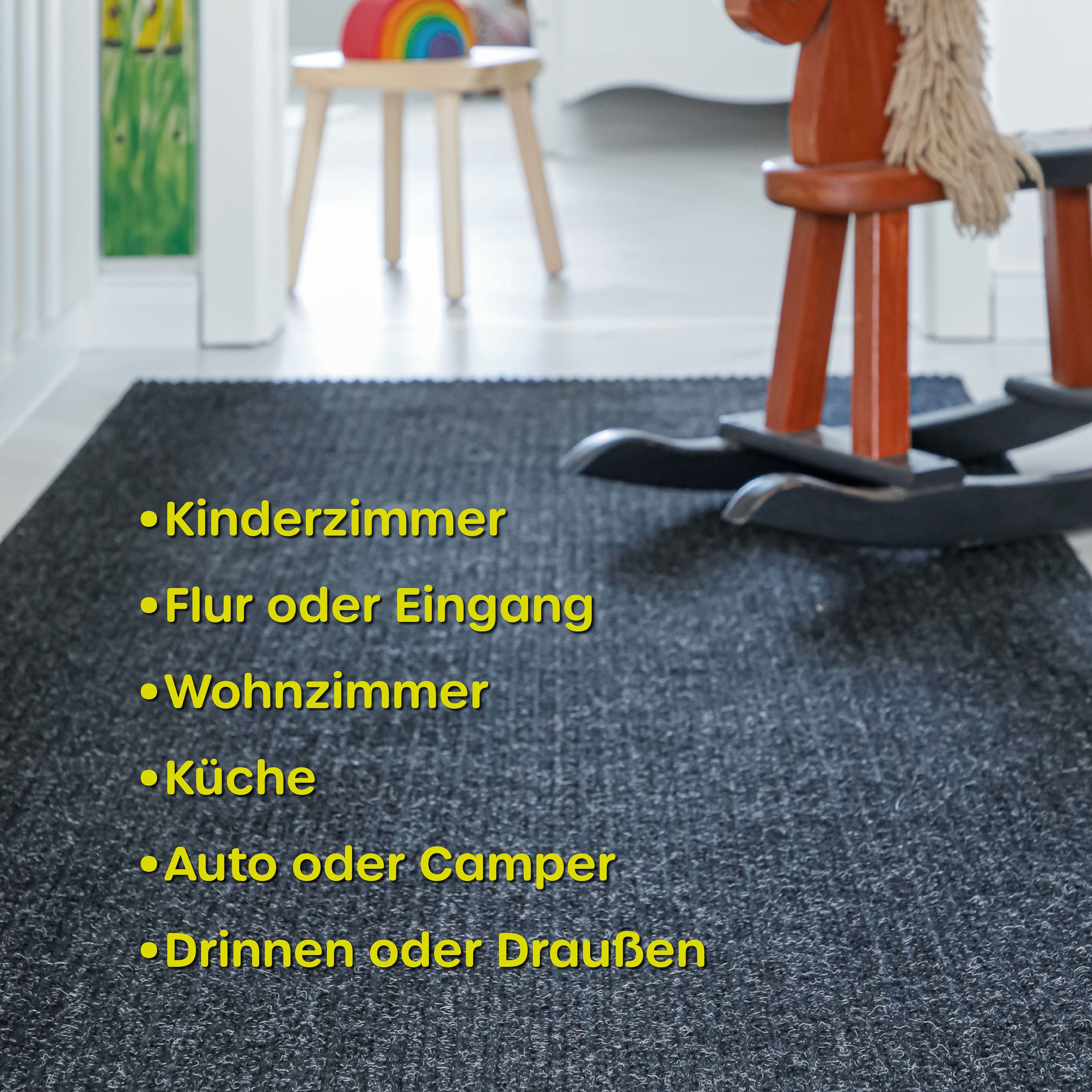 Wecon home Teppich »Buhai« quadratisch 3 mm Höhe ultraflacher Schmutzfangläufer, rutschfest, waschbar, wetterfest