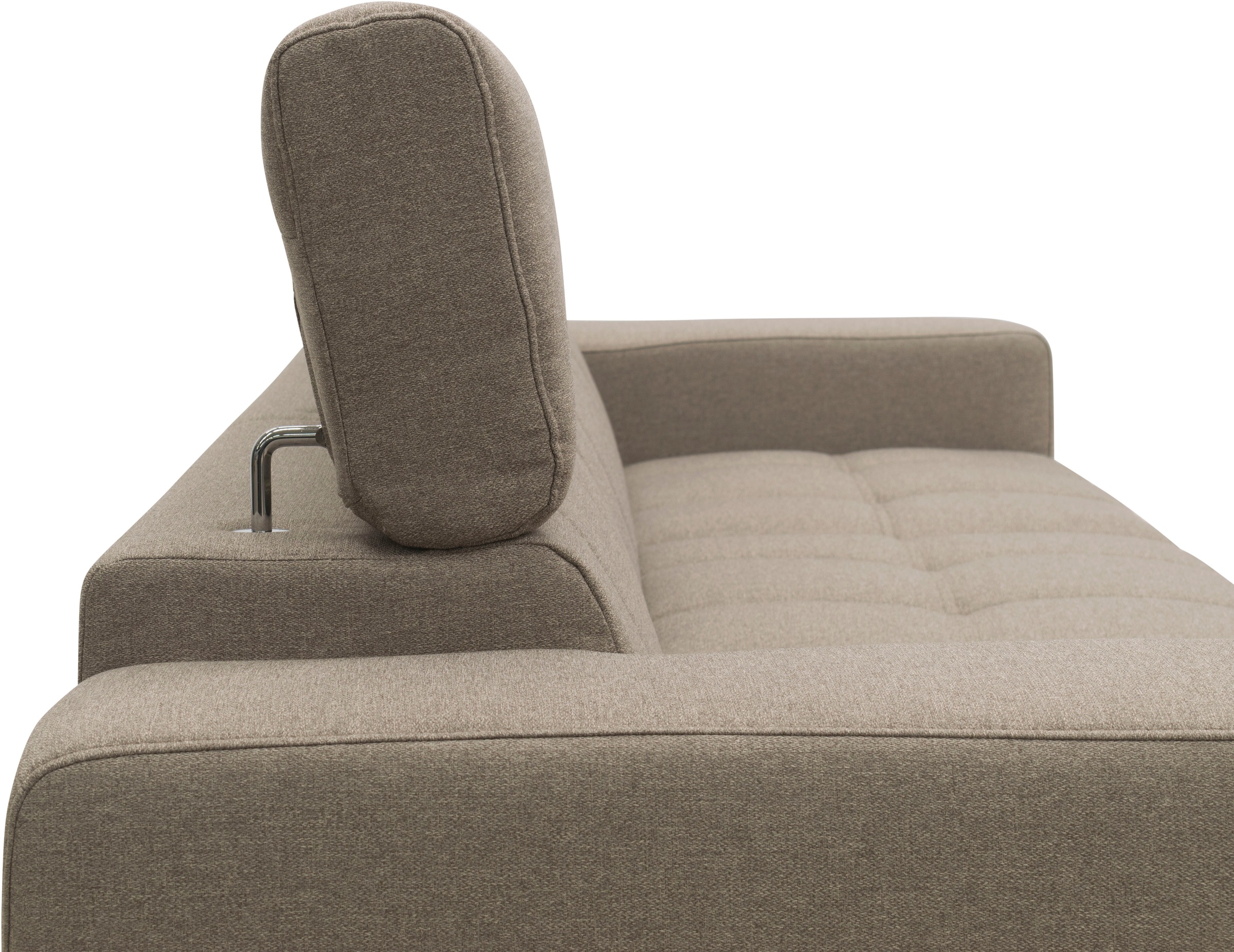 DOMO collection Ecksofa »Trento L-Form, mit Kufenfuß oder Einzelfuß«, wahlweise mit Kopfteilverstellung, Recamiere links/rechts bestellbar