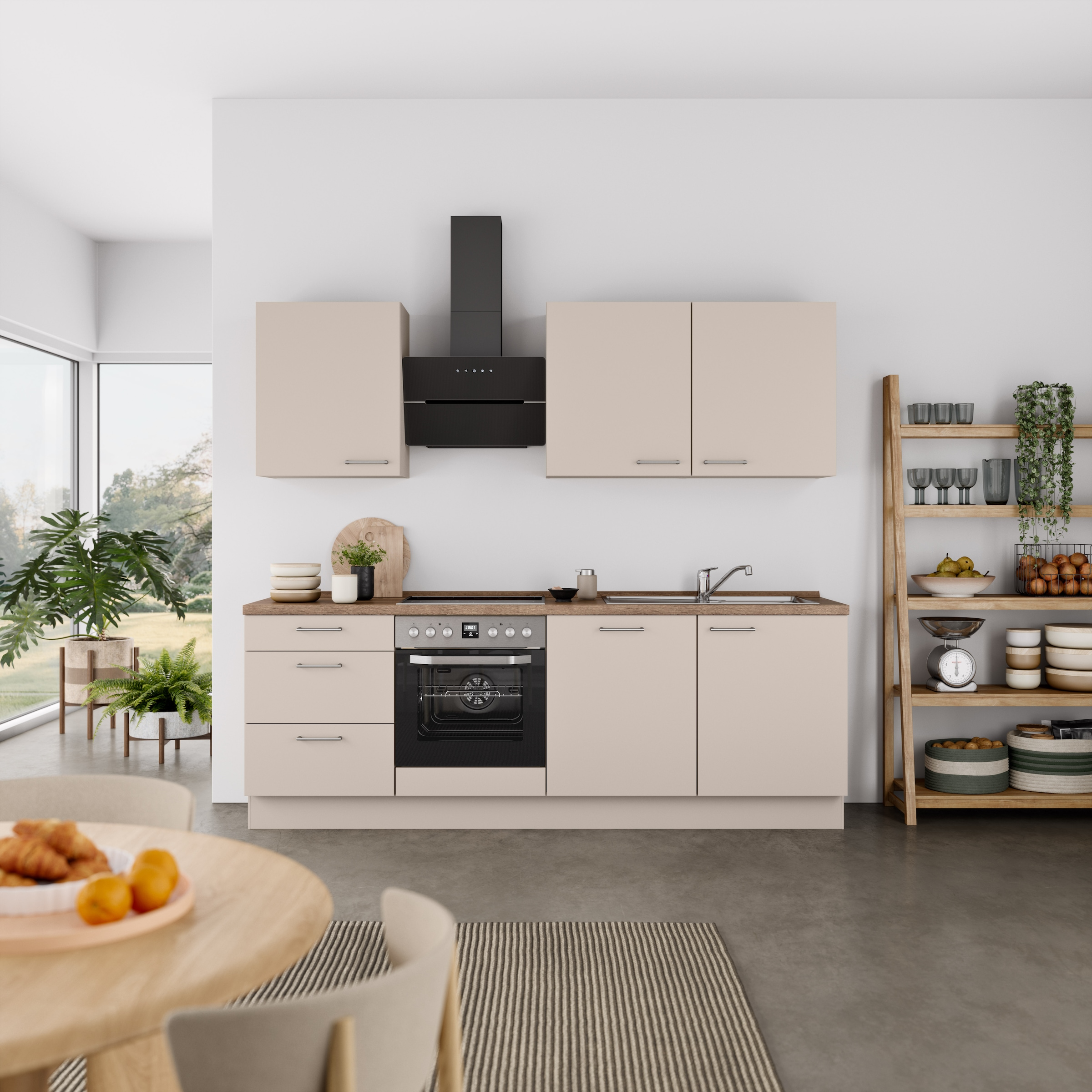 nobilia® Küchenzeile »"Laser II", Ausrichtung wählbar, Breite 240 cm« vormontiert, wahlw. mit unterschiedlichen E-Geräten-Sets