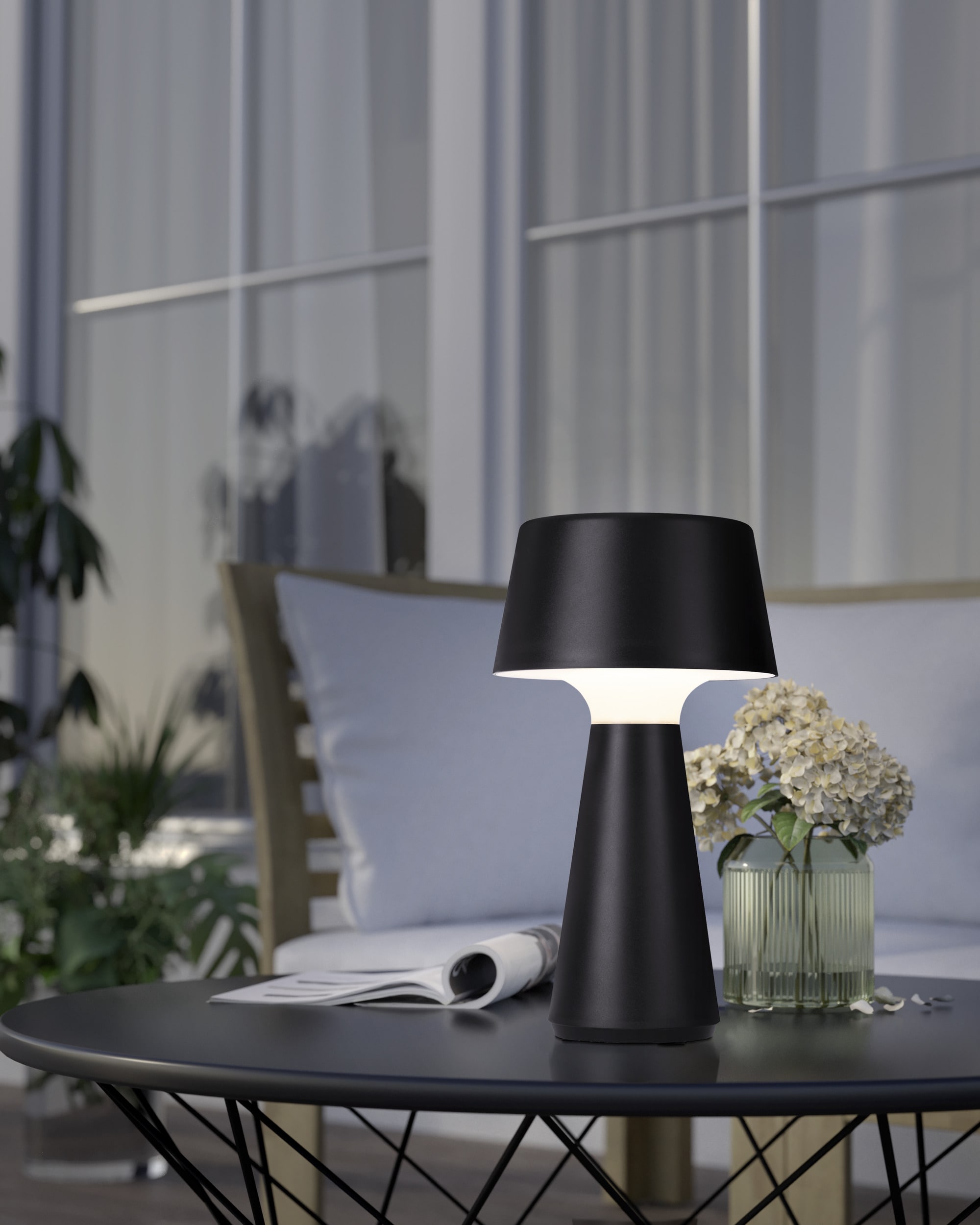 EGLO Tischleuchte »HUESA Tischlampe - Kunststoff - LED - 3W - IP44« LED-Modul 1 Stk. Neutralweiß | Warmweiß Nachttischlampe, Schreibtischleuchte, Leselampe, H29 x Ø13 cm