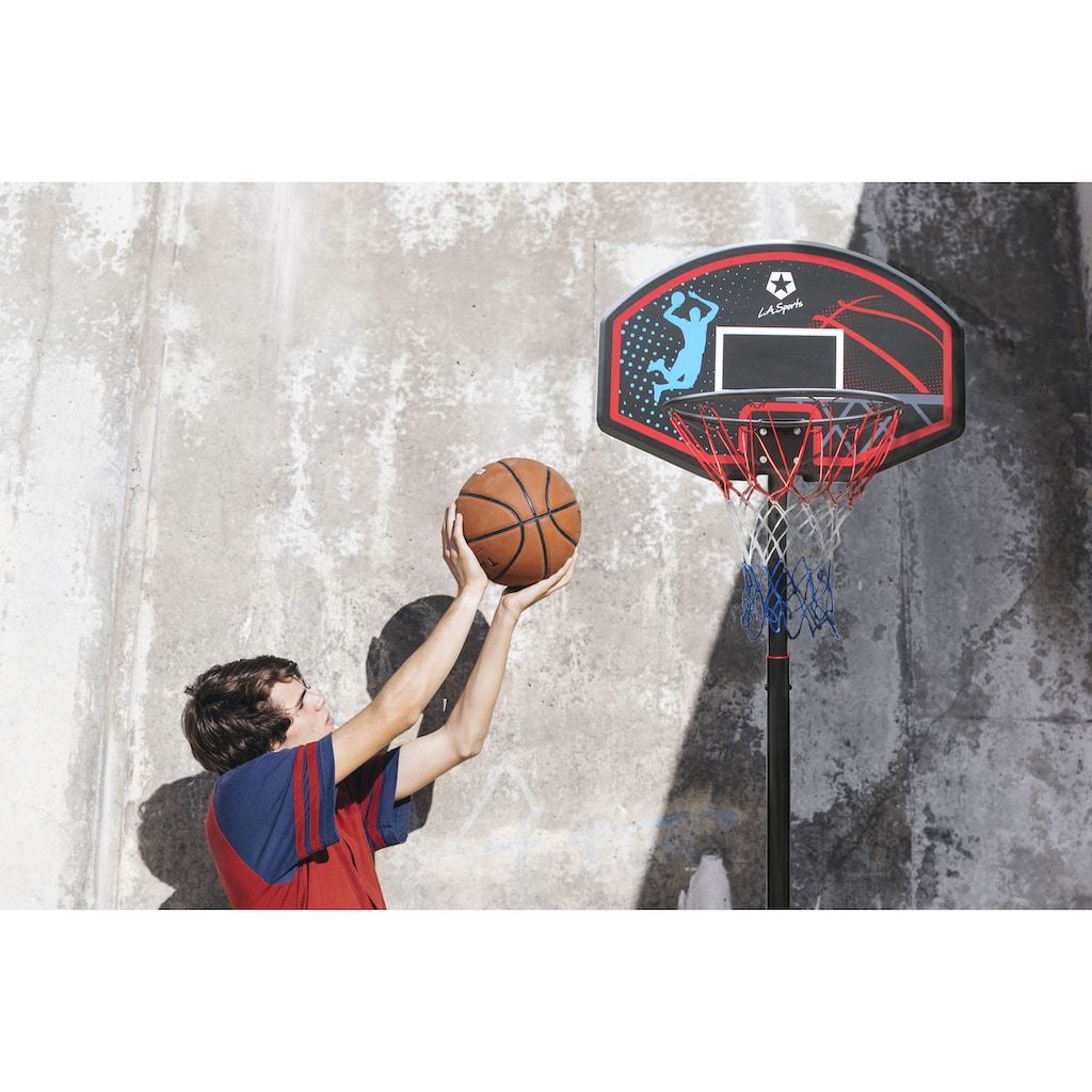 L.A. Sports Basketballkorb, (Set, 3 St., Komplett-Set mit Basketballkorb, Netz und Ständer)