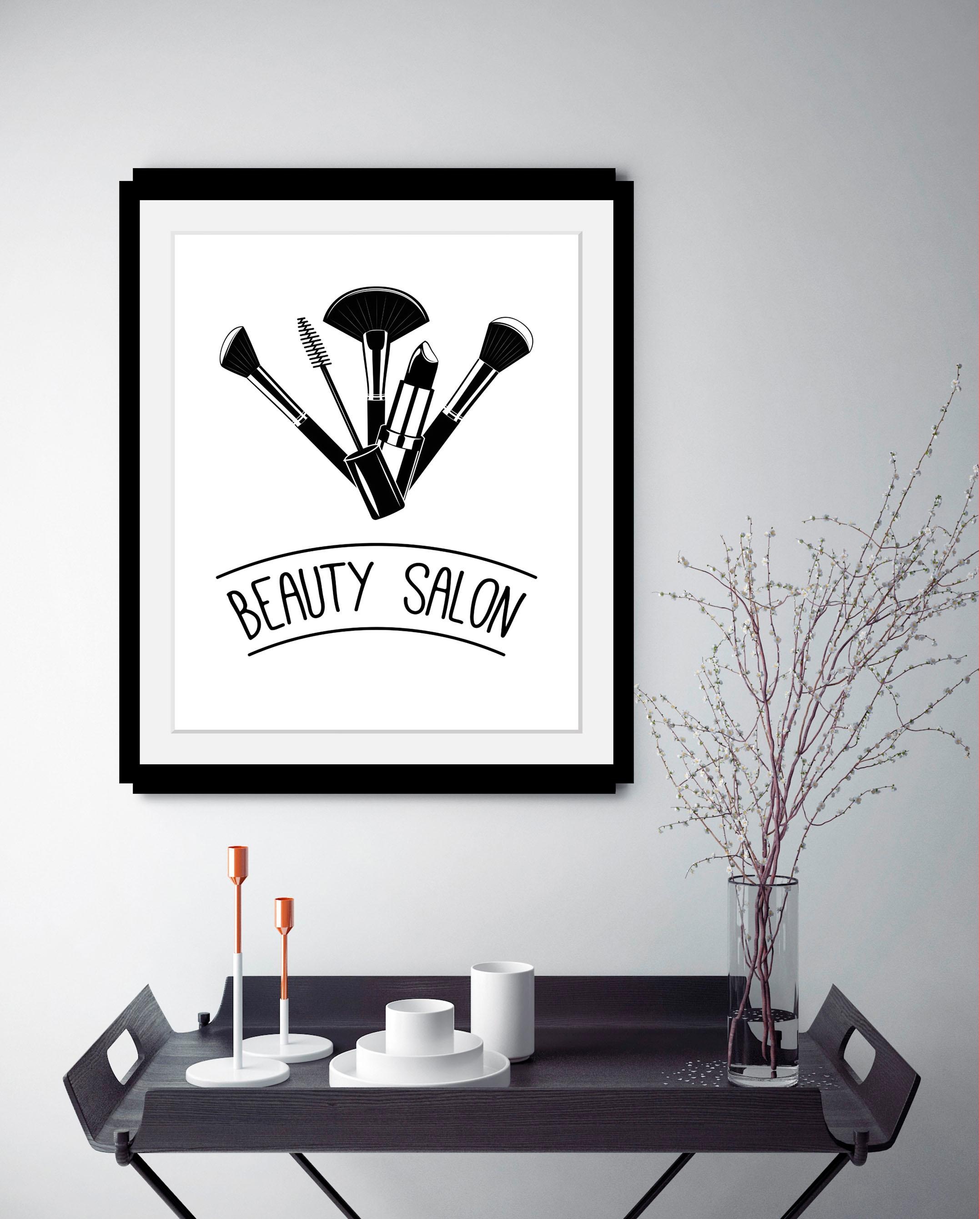 queence Bild »Beauty Salon«, Schwarz-Weiß-Fashion-Schriftzug-Schriftzüge, H günstig online kaufen