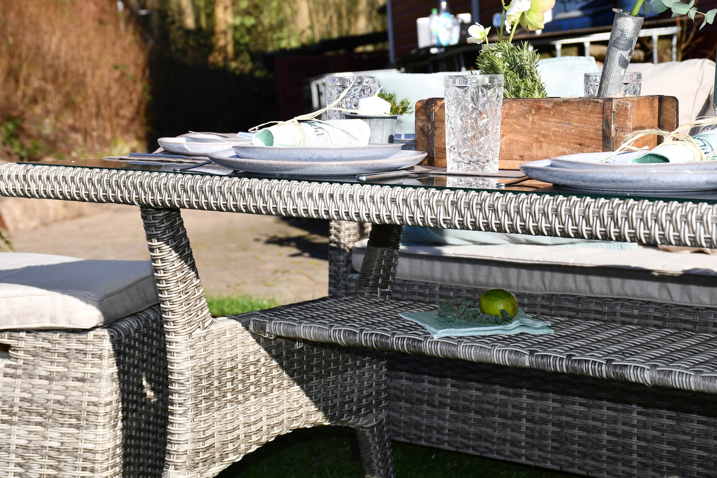 my Flair Gartenlounge-Set, (5 tlg.), 1 Sofa, 1 Sessel, 2 Hocker, 1 Tisch