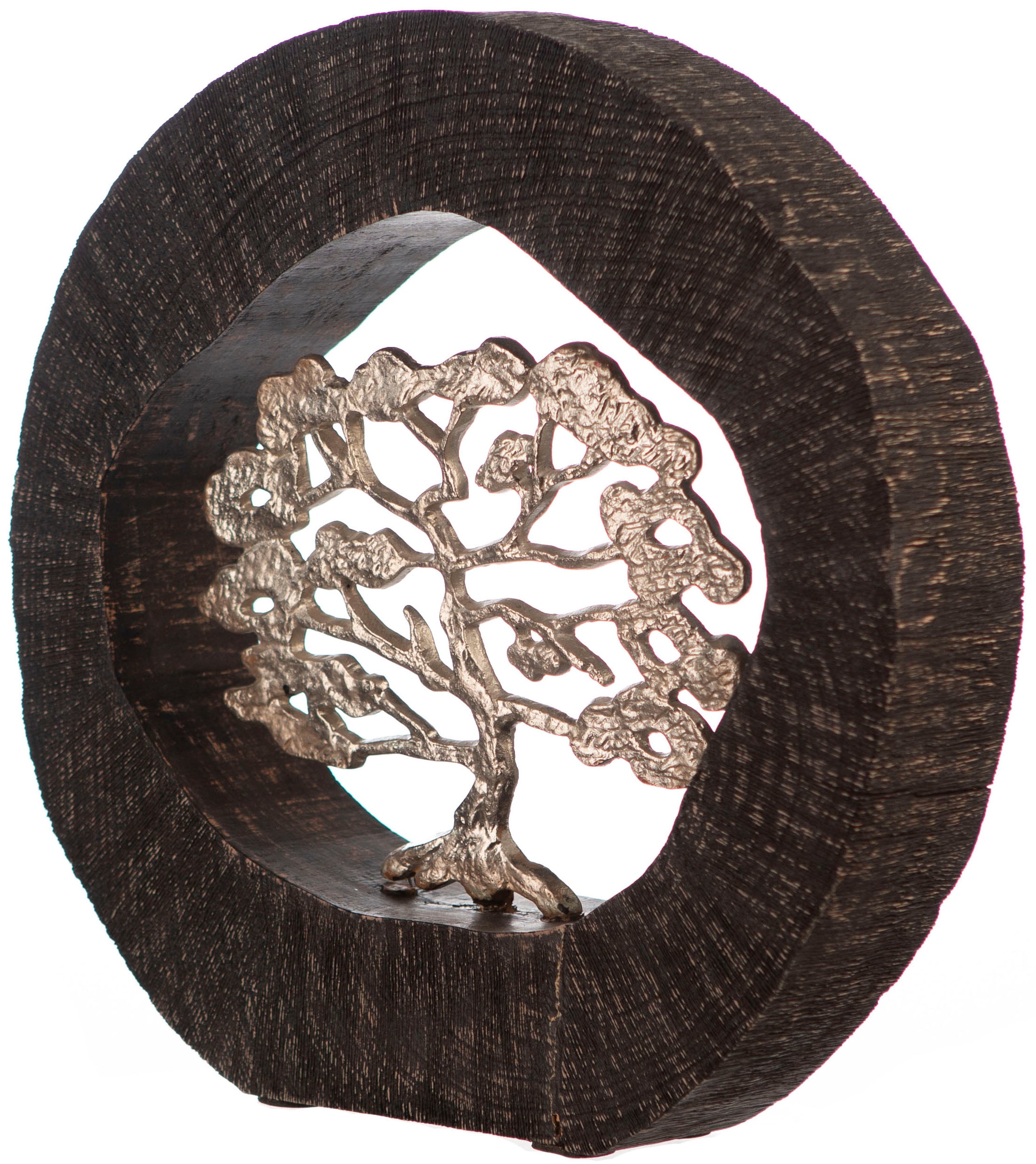 GILDE Dekoobjekt »Skulptur Beech, schwarz/silber«, Höhe 35 cm,  handgefertigt, aus Metall und Holz, Motiv Baum, Wohnzimmer auf Rechnung  kaufen