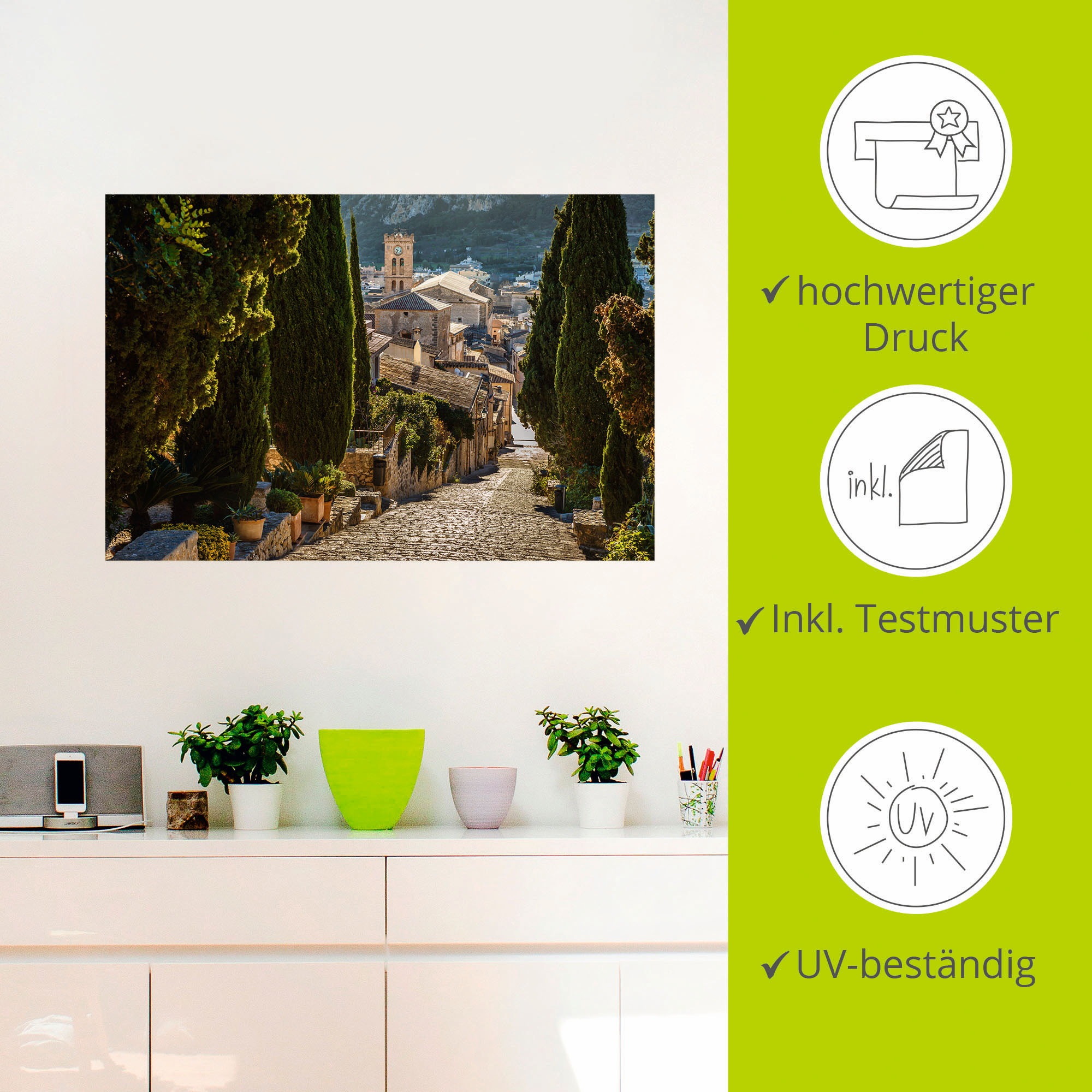 Artland Wandbild »Blick vom Kalvarienberg auf Pollenca«, Mallorca, (1 St.), als Alubild, Outdoorbild, Leinwandbild in verschied. Größen