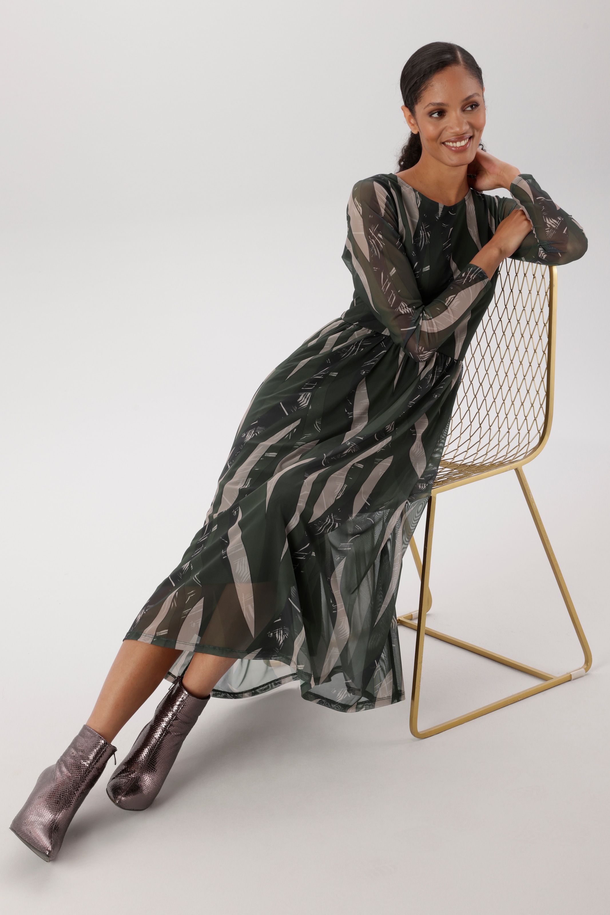Aniston SELECTED Maxikleid in Mesh-Qualität und harmonischer Musterung - NEUE KOLLEKTION