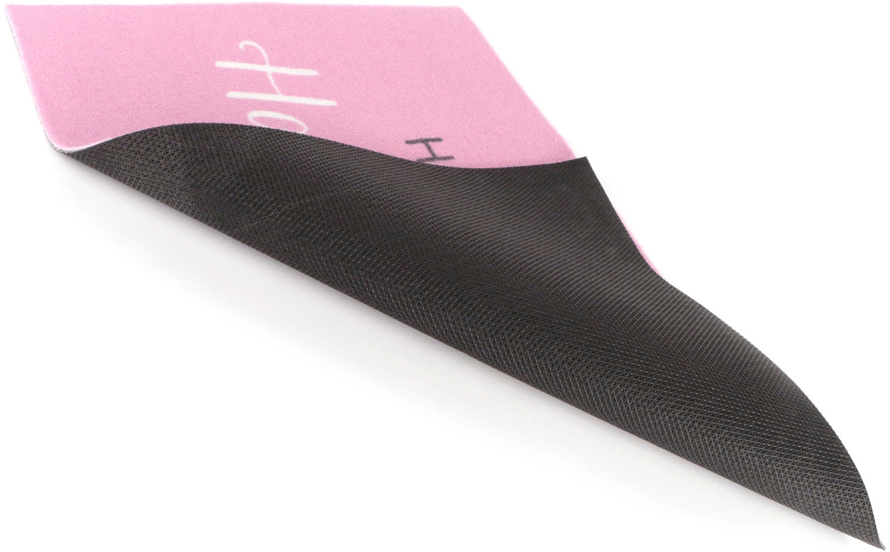 Primaflor-Ideen in Textil Fußmatte »VELVET - HAPPY PLACE, Made in Belgium«, rechteckig, 5 mm Höhe, Schmutzfangmatte, Motiv mit Spruch, rutschhemmend, waschbar
