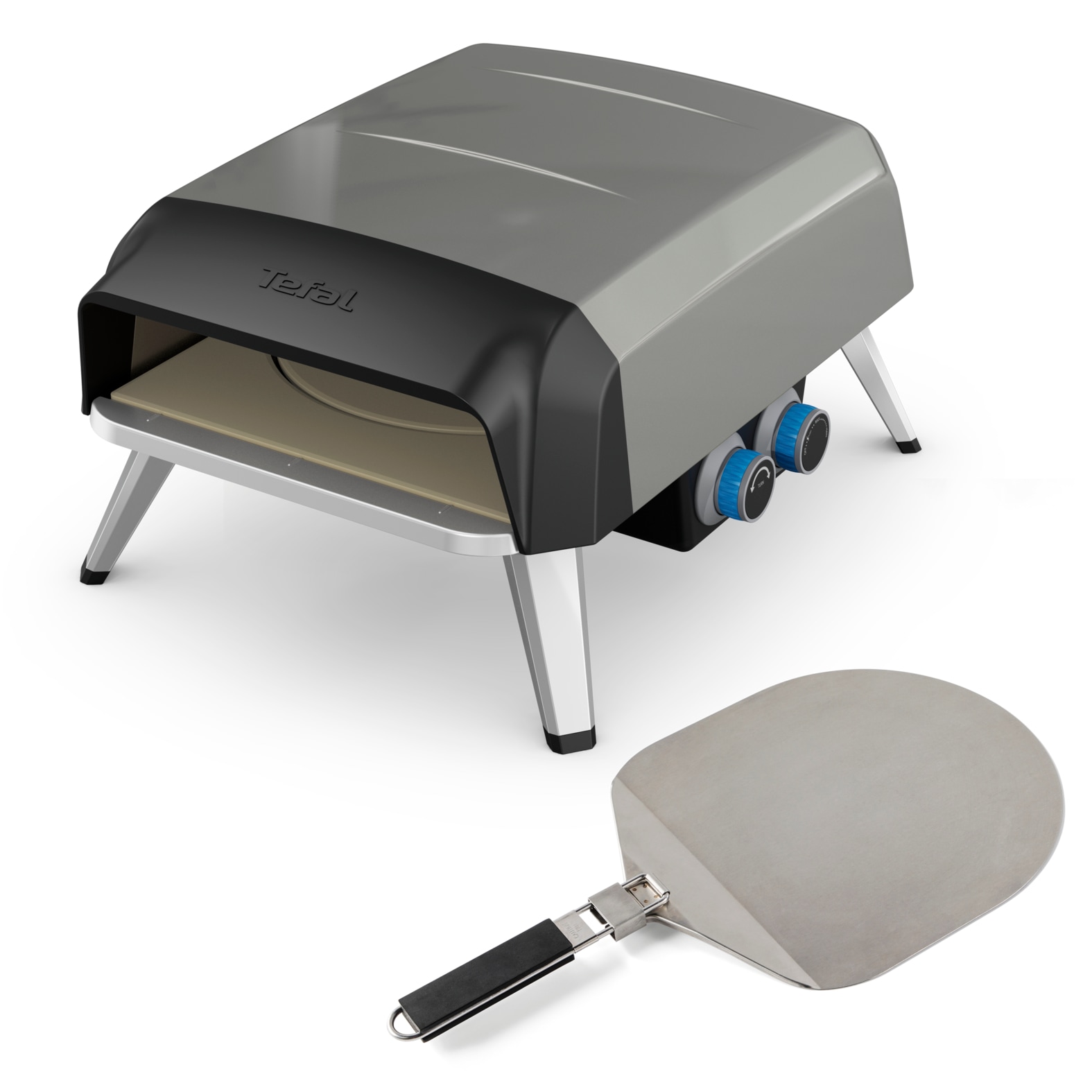 Tefal Pizzaofen »Pizza Pronto, kompakter Gaspizzaofen für Zuhause, schnelles Vorheizen«, 360° drehender Pizzastein, bis zu 400 °C, inkl. Pizzaschaufel, JM4130