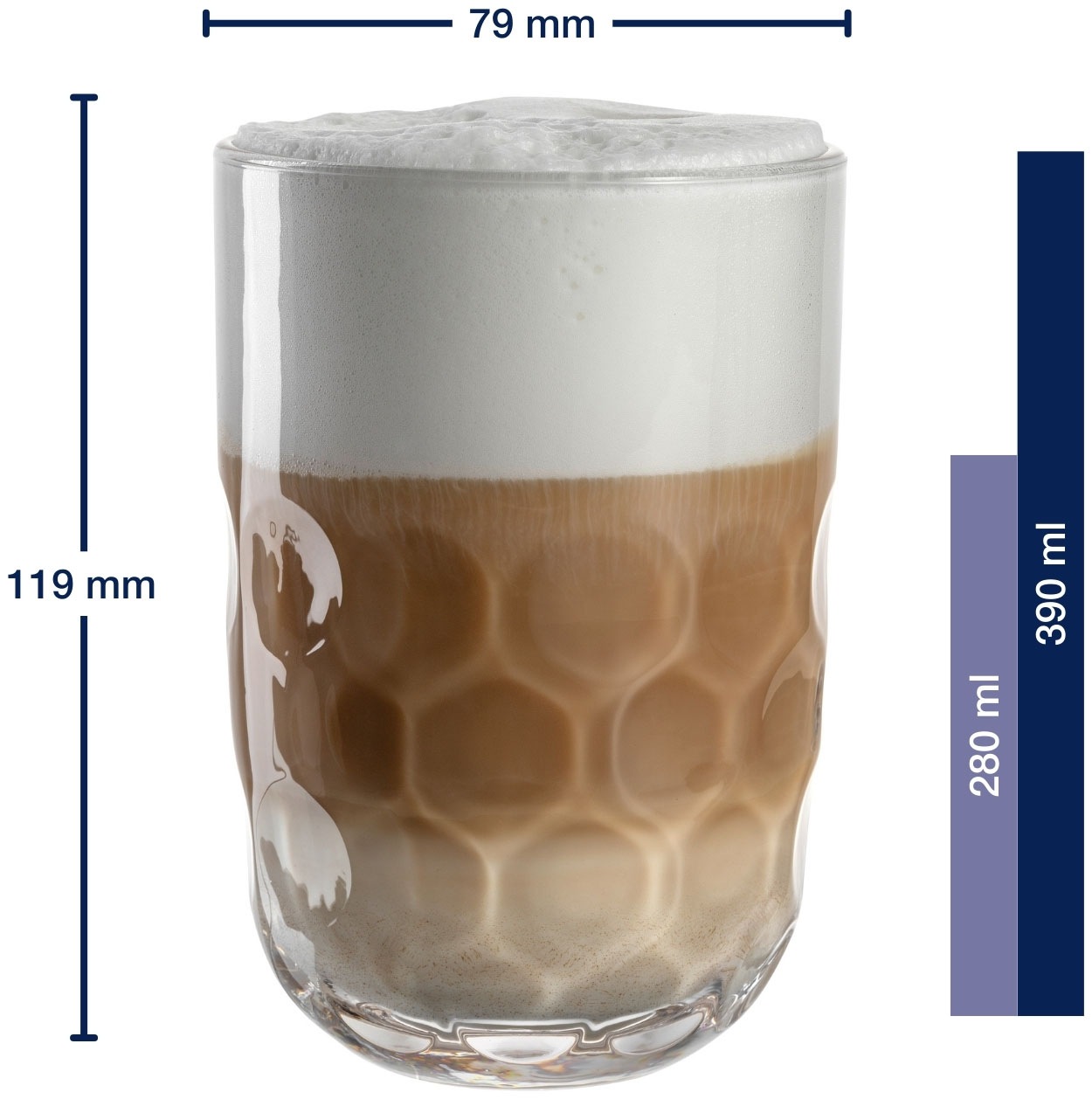 LEONARDO Latte-Macchiato-Glas »GOCCE, 380 ml, 6er-Set«, (Set, 6 tlg.), 1. Variante, mit Tropfenrelief
