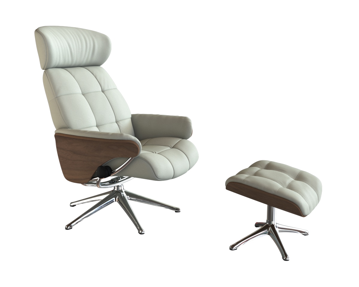 FLEXLUX Relaxsessel »Skagen, Funktionssessel, Premium-Komfort, Armlehnen, Drehbar, Scandi«, Rücken- und Kopfteilverstellung, Fuß Alu, Armlehne Eiche, Drehbar