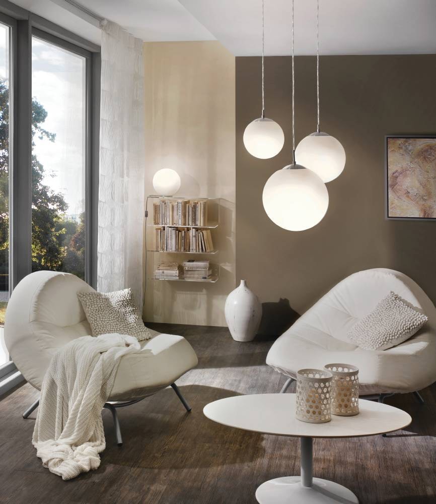 EGLO Hängeleuchte »RONDO Pendellampe, Metall in silber, Glas in Opal matt weiß, E27«, 1 flammig, Leuchtmittel E27 | Leuchtmittel wechselbar-ohne Leuchtmittel, Esszimmerlampe, zeitloses Design, modern, schlicht, 110x30cm