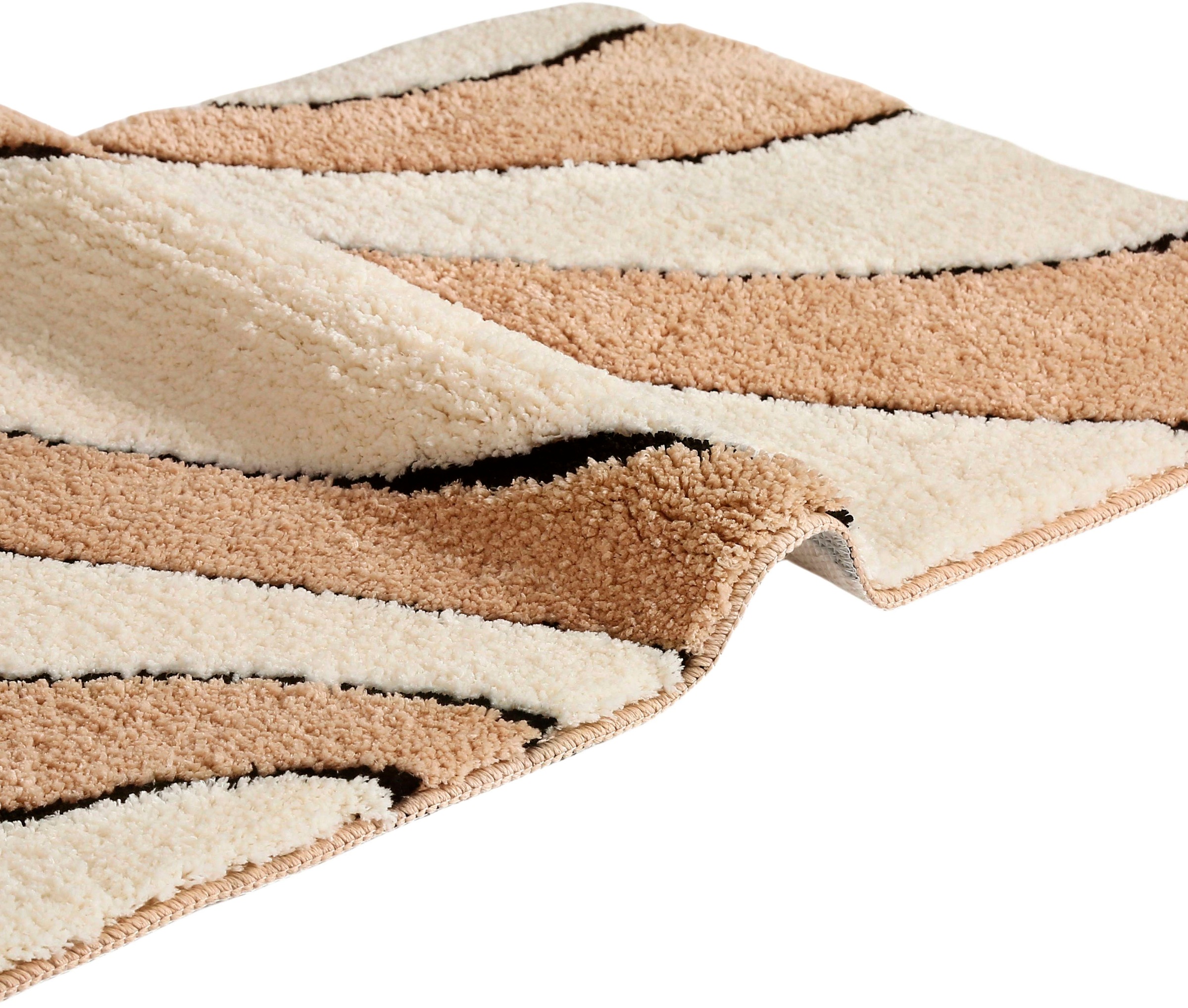 my home Badematte »Anna, Badvorleger, Badezimmer Teppich«, rutschhemmend beschichtet, fußbodenheizungsgeeignet-schnell trocknend, Badteppich, Hoch Tief Effekt, Modern, Weich, Wellen