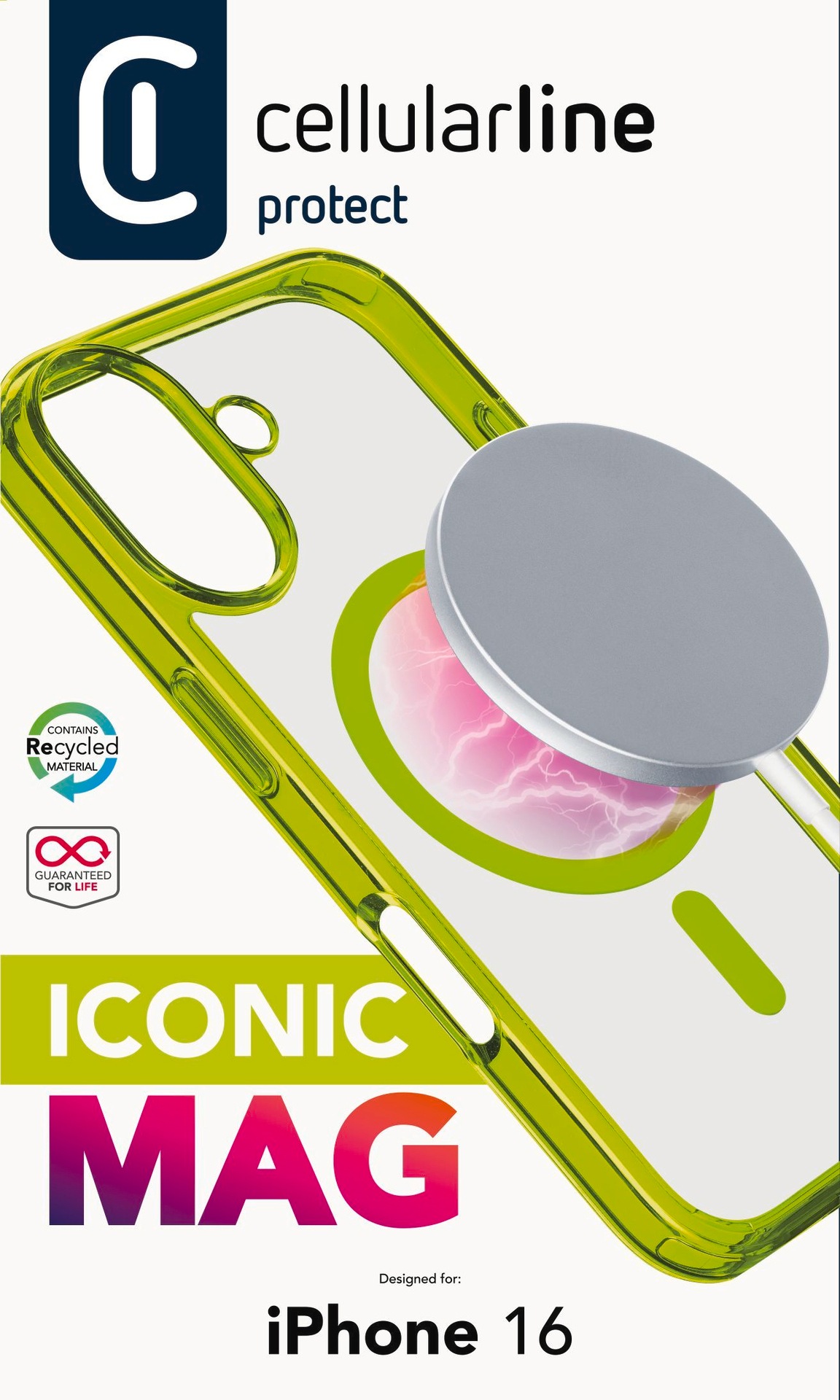 Cellularline Handyhülle »Iconic MAG MagSafe Case für Apple iPhone 16«, Backcover, Schutzhülle, Handyschutzhülle, Case, Schutzcase, stoßfest