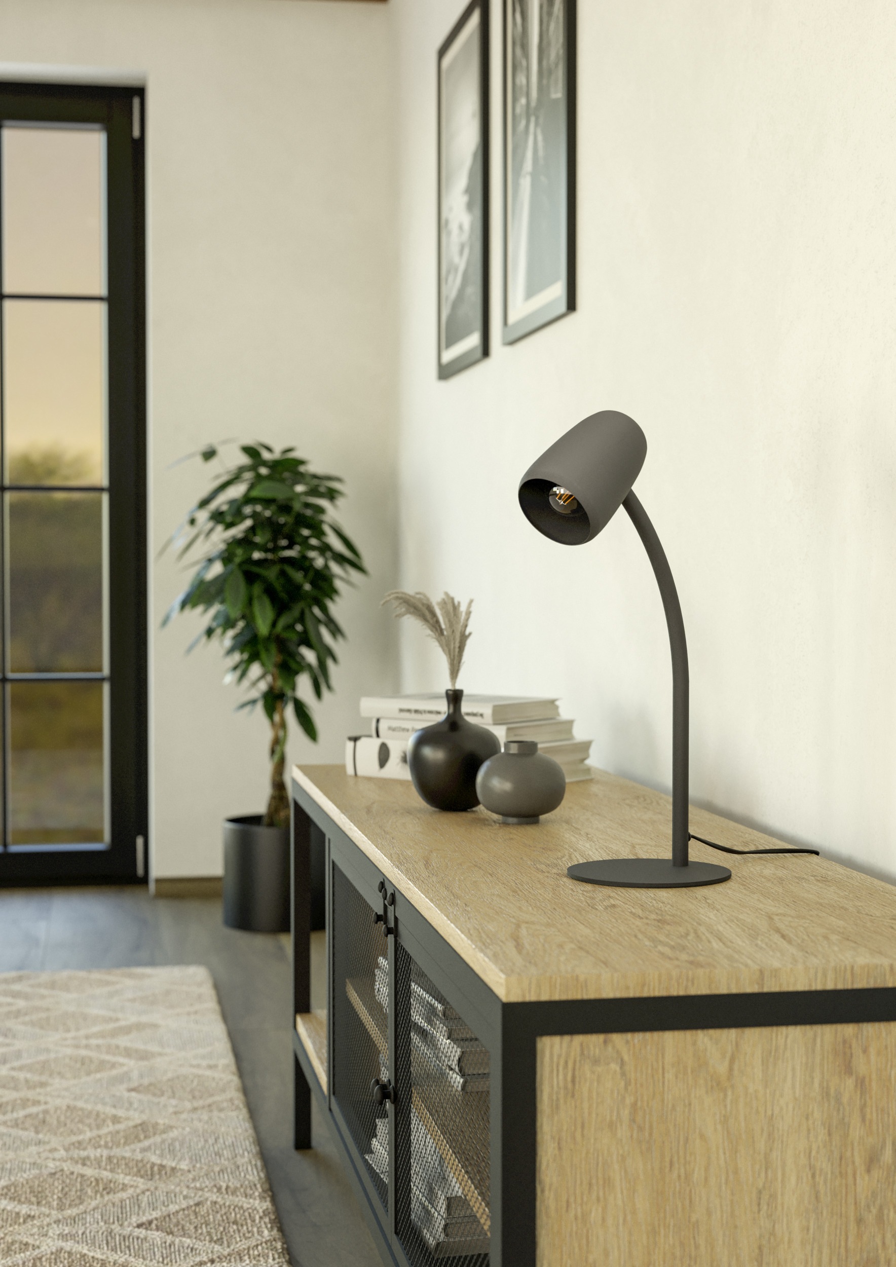 EGLO Tischleuchte »CARLO Tischlampe - Stahl - E14 - 1X18W - IP20« E14 1 Stk. Nachttischlampe, Flexarm, 1,5 m Kabelschalter, L8,5 x B8,5 x H46 cm