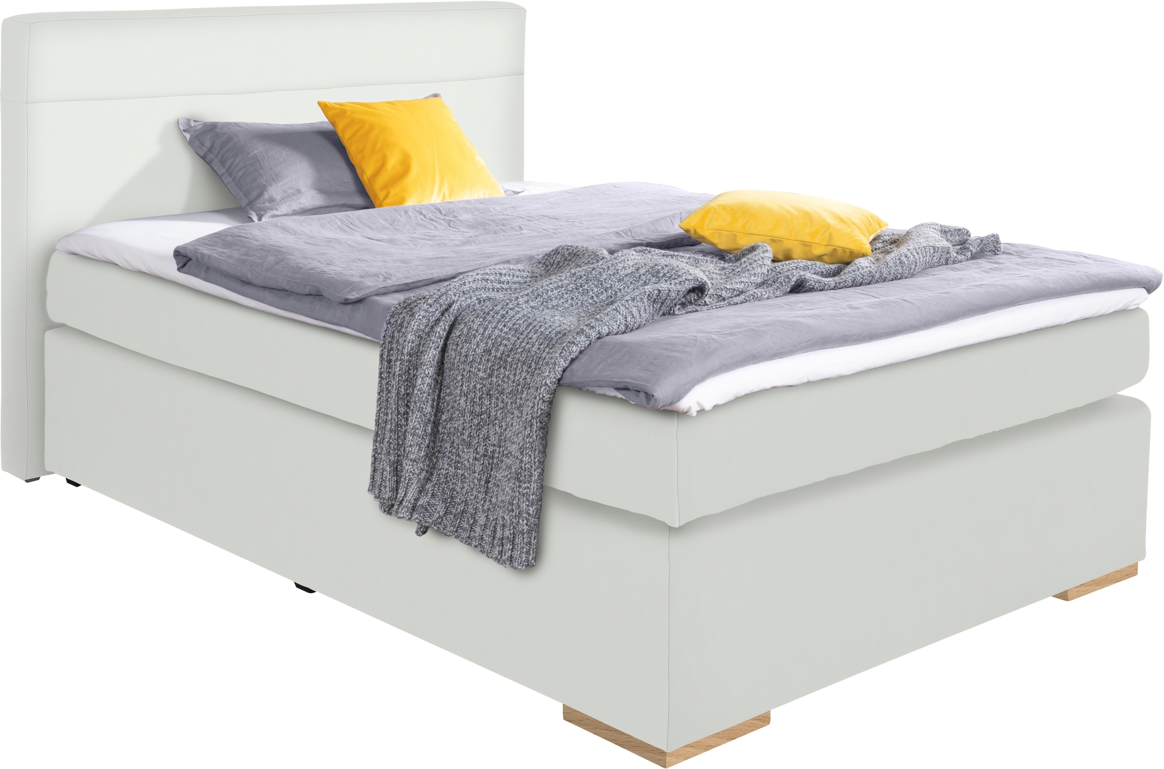 alina Boxspringbett "Nikki" inklusive Matratze und Topper, Füße Buche natur günstig online kaufen