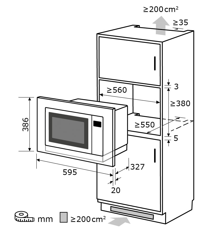 exquisit Einbau-Mikrowelle »EMW25-G-020«, Grill-Mikrowelle, 1450 W