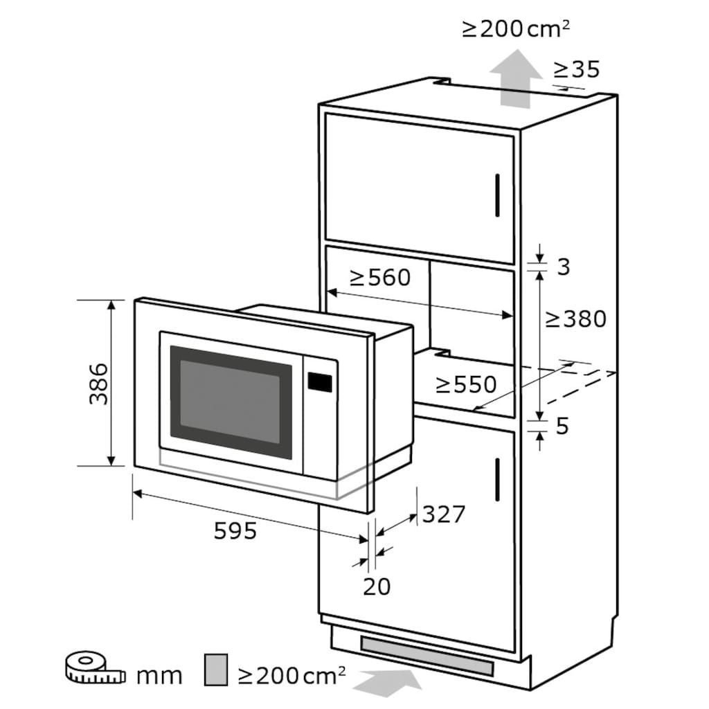 exquisit Einbau-Mikrowelle »EMW25-G-020«, Grill-Mikrowelle, 1450 W