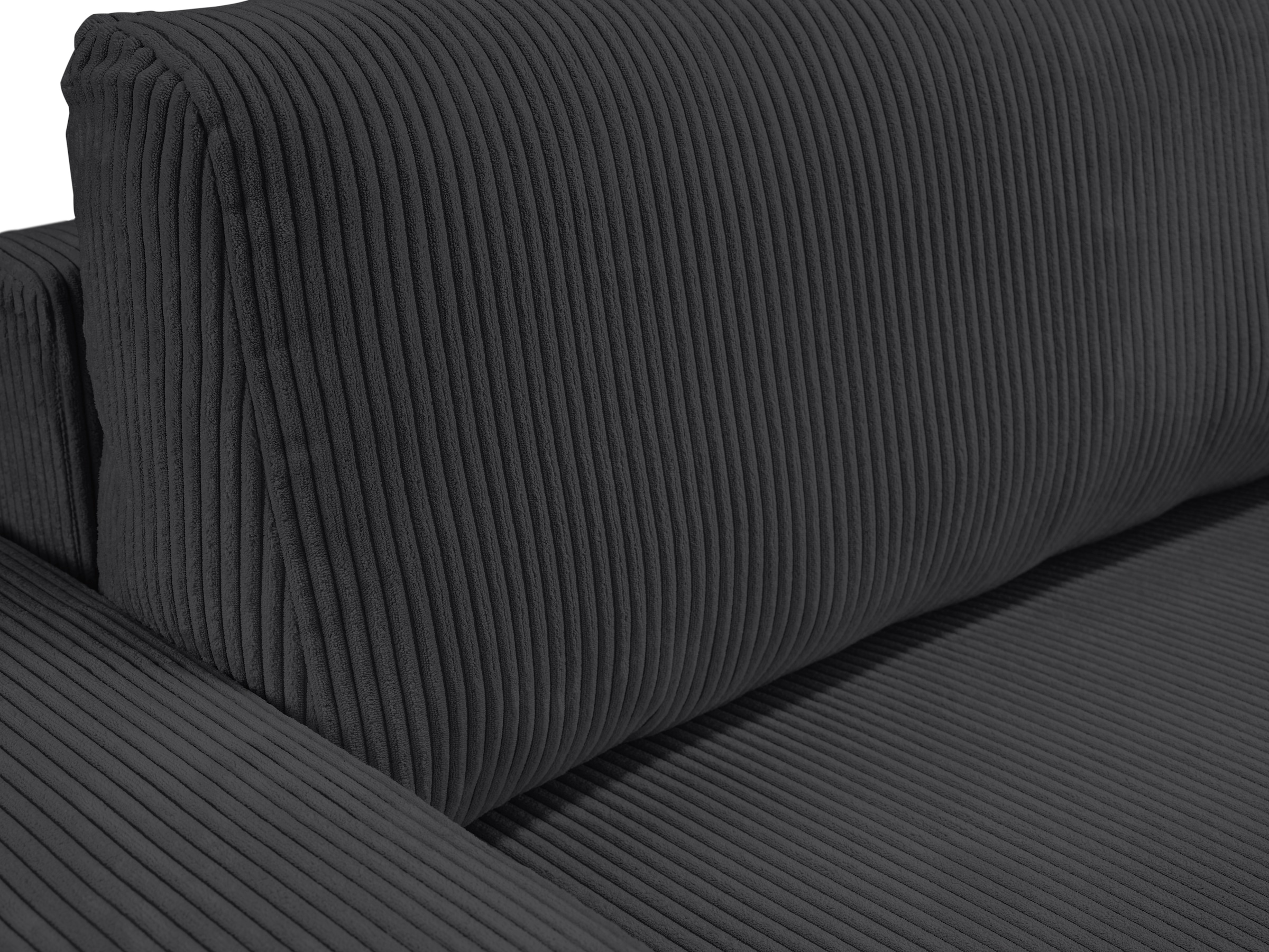 WERK2 Ecksofa »Rotterdam-L, kuschelweicher Cord oder Breitcord, L-Form, Breite 267 cm«, Design Ecksofa mit Schlaffunktion & Bettkasten, Cord, Anthrazit