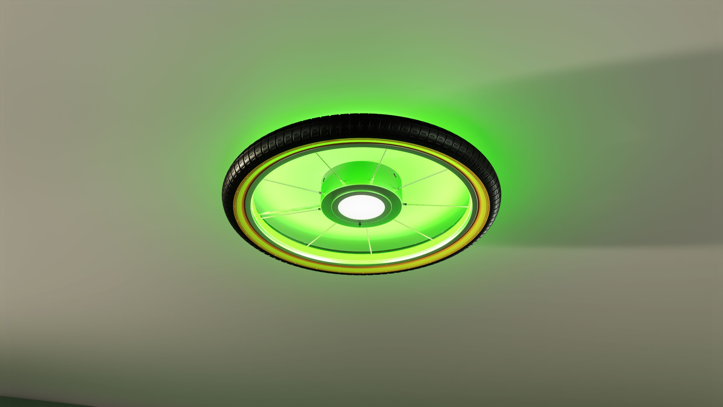 my home Deckenleuchte »Bela, Wheel, Reifen, Deckenlampe im Reifendesígn«, Leuchtmittel LED-Modul | LED wechselbar, Ø 51cm, Hauptlicht und indirekte Beleuchtung getrennt schaltbar