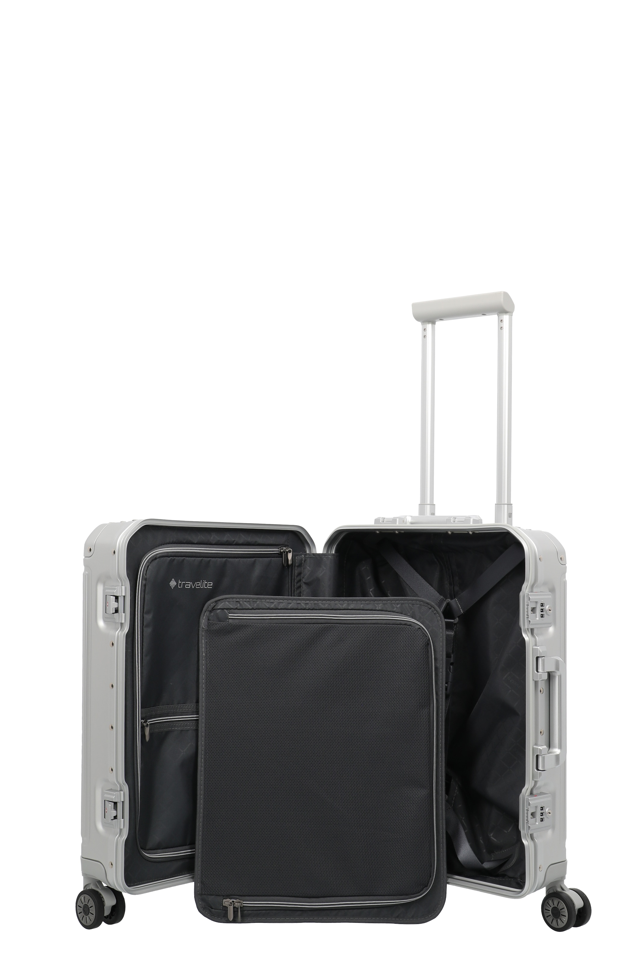 travelite Hartschalen-Trolley »NEXT Trunk Reisekoffer Aluminium« 39 l 4 Rollen Koffer, mit extra großem Stauraum und stabilem Rahmen