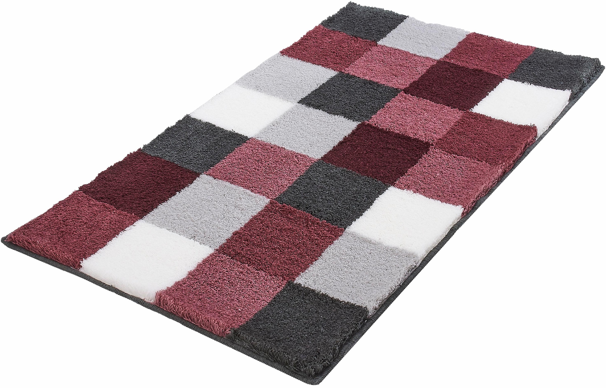 Kleine Wolke Badematte »Caro«, rutschhemmend beschichtet, fußbodenheizungsgeeignet, Badteppich, modernes Karo-Muster, Pastell-Farben, waschbar