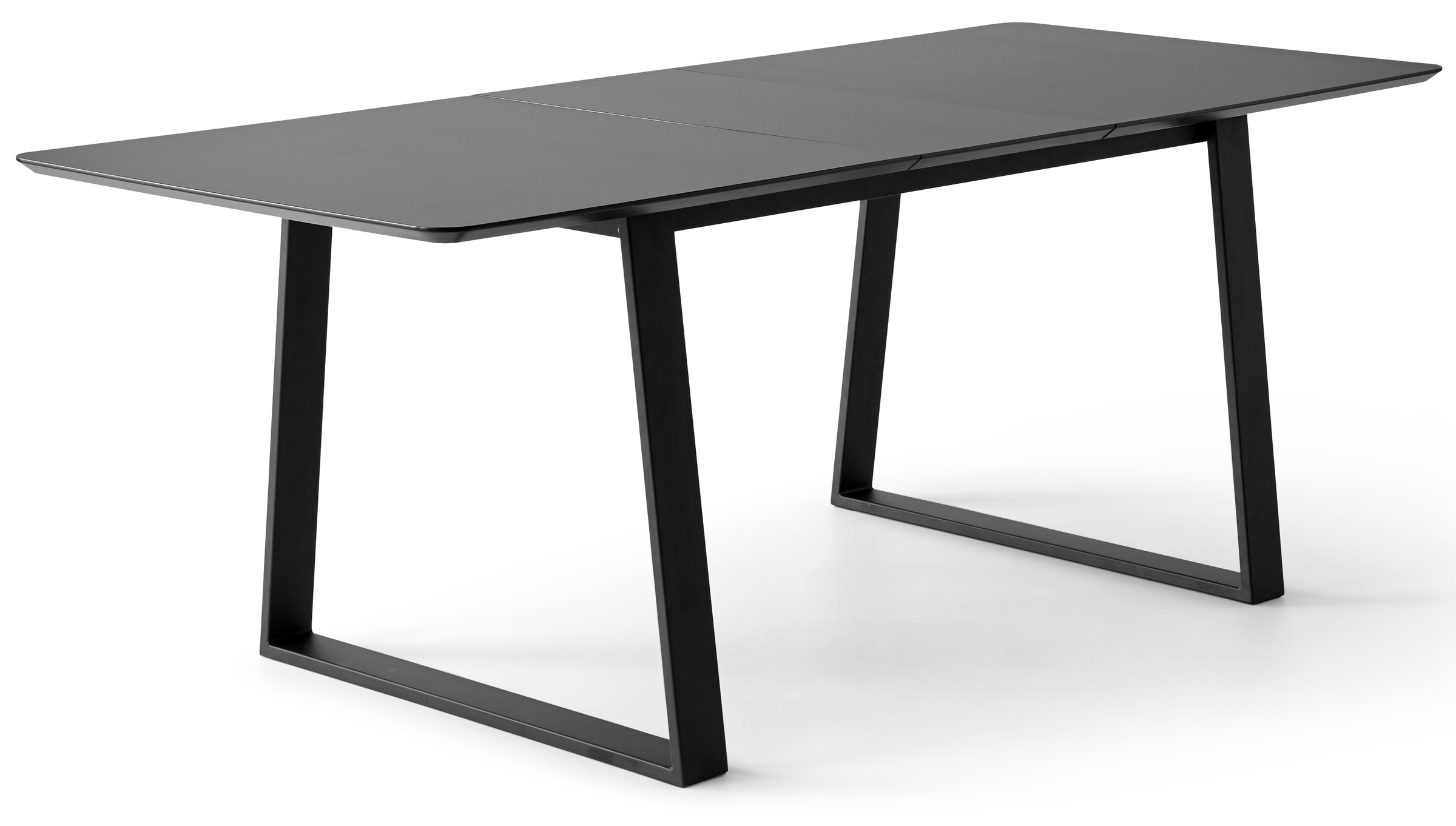 Hammel Furniture Esstisch »Meza Designtisch mit Auszugsfunktion und 2 Einlegeplatten«, abgerundete Tischplatte MDF, Trapez Metallgestell