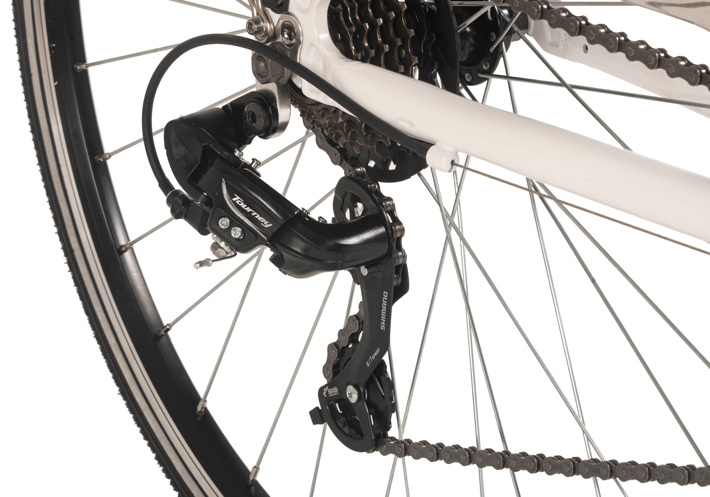 Dacapo Trekkingrad »Metropolis Trekkingrad Damen Alu-Rahmen 28'' weiß RH 48 cm«, 21 Gang, Shimano, Tourney Schaltwerk, Kettenschaltung, Multipositionslenker