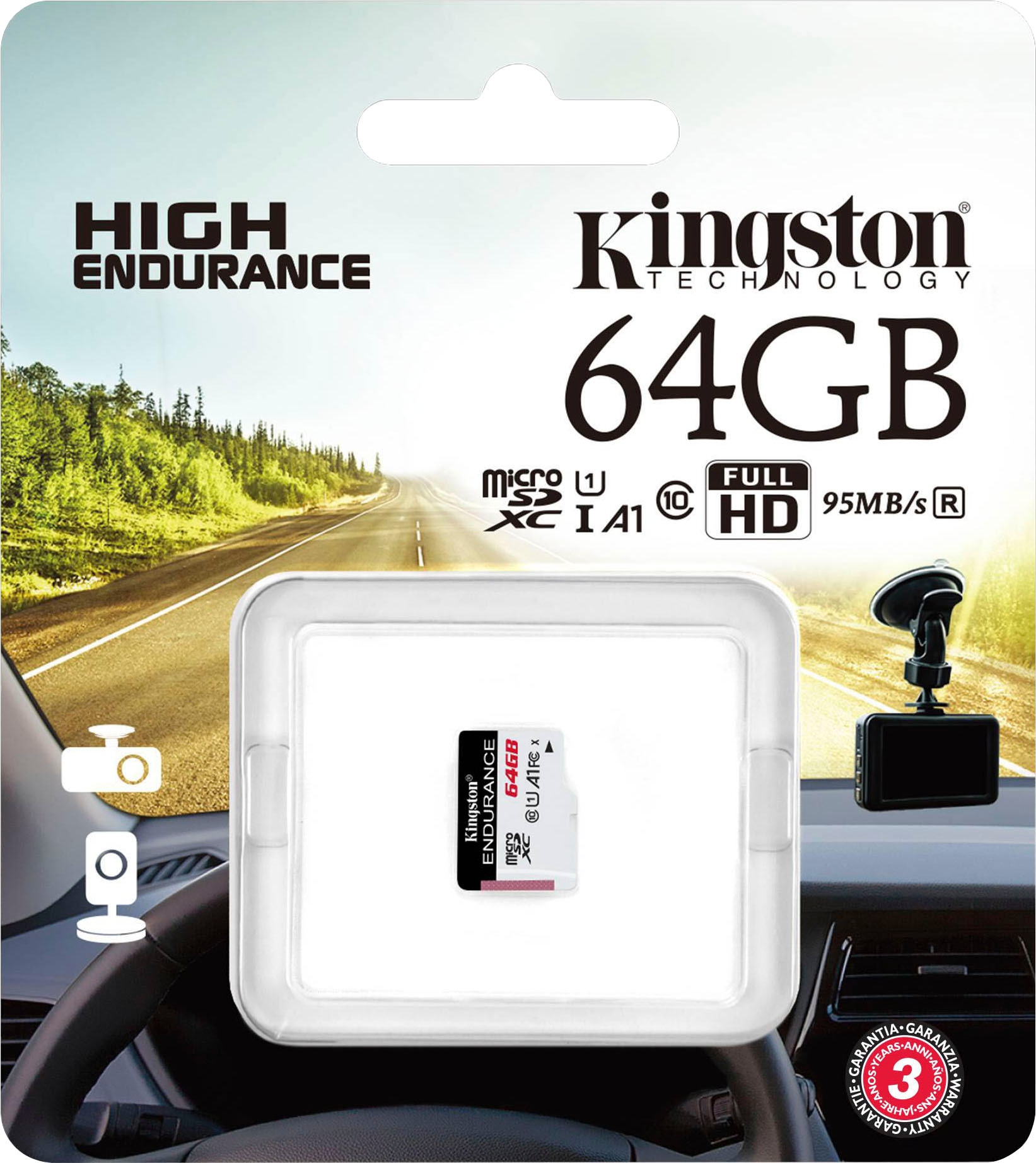 Kingston Speicherkarte »HIGH-ENDURANCE microSD 64GB«, (UHS-I Class 10 95 MB/s Lesegeschwindigkeit)