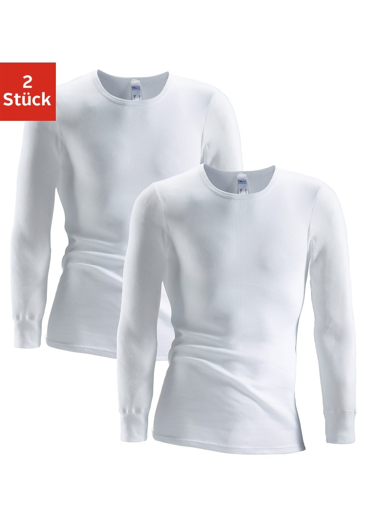 Unterhemd 2 Stk. tlg schlichtes Basic, Unterziehshirt - in Doppelripp, Langarmshirt, Gr. 10, weiß