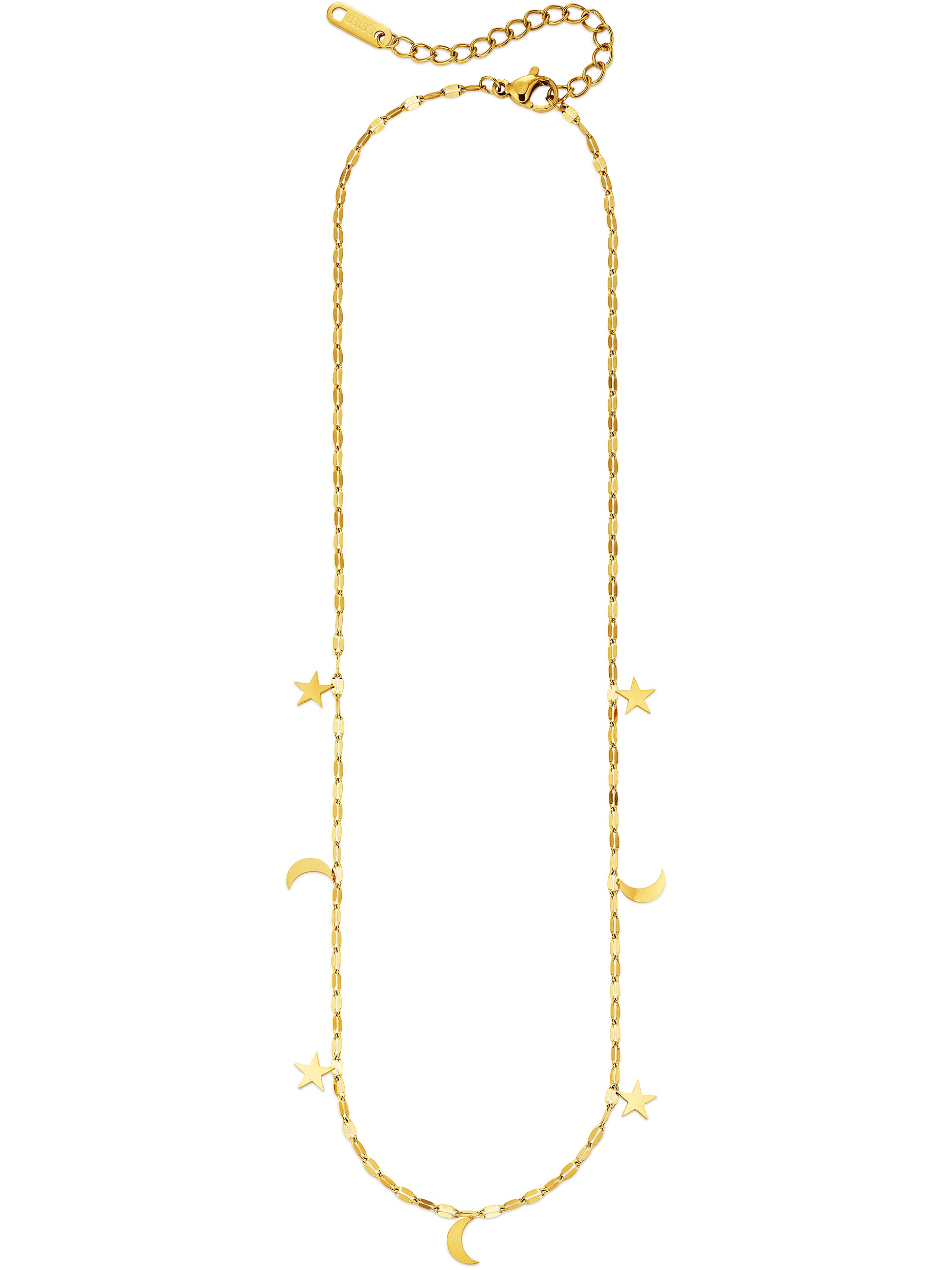 Firetti Edelstahlkette »gelbgoldfarben mit Anhänger Stern-Design und Mond-Optik«