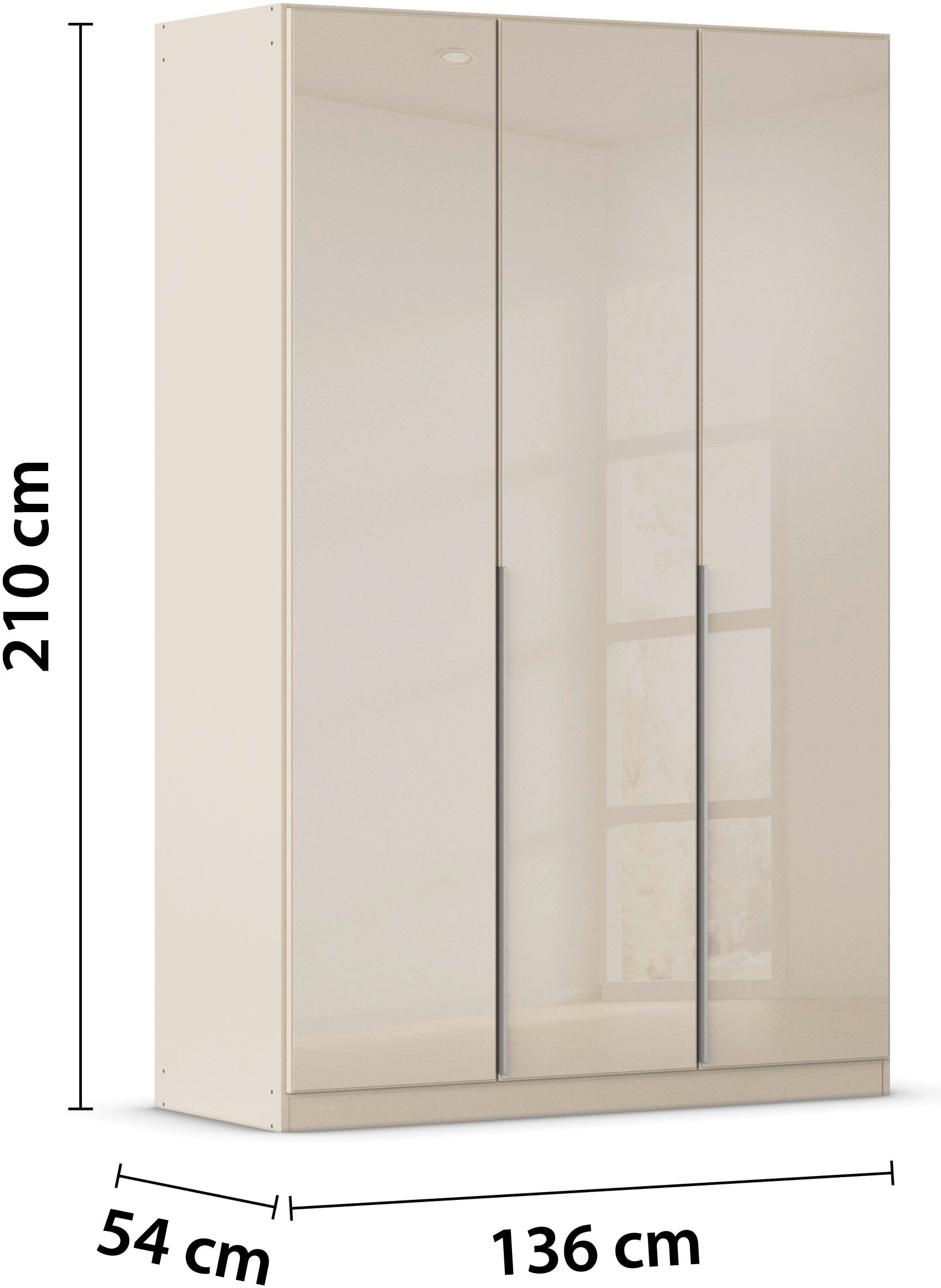 rauch Drehtürenschrank »Kleiderschrank Kleiderschränke Schrank Garderobe AGORDO mit Glasfront«, (in zwei Griff-Farben), durchdachte Innenausstattung, in 6 Breiten und 2 Höhen MADE IN GERMANY