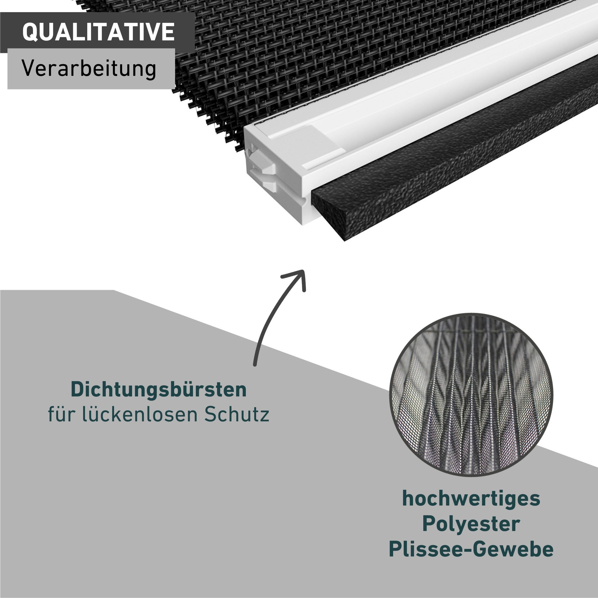 Windhager Insektenschutzplissee »Plisseefenster ULTRA FLAT«, halbtransparent, ohne Bohren, verspannt, Insektenschutz Plissee für Fenster ohne bohren, 100 x 120 cm, anthra