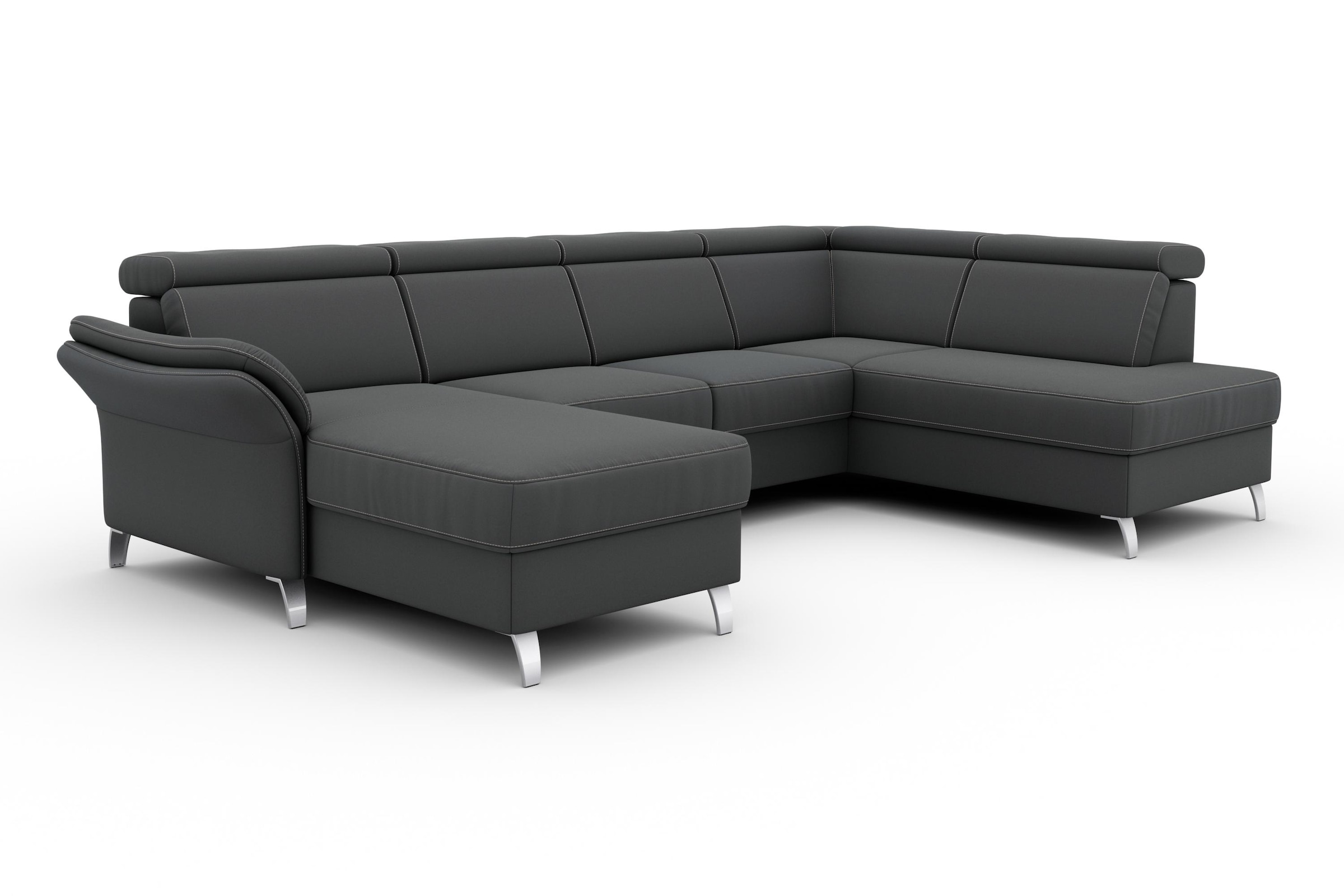 sit&more Wohnlandschaft »Vincenzo U-Form«, inklusive Kopfteilverstellung, wahlweise mit Bettfunktion, Bettkasten